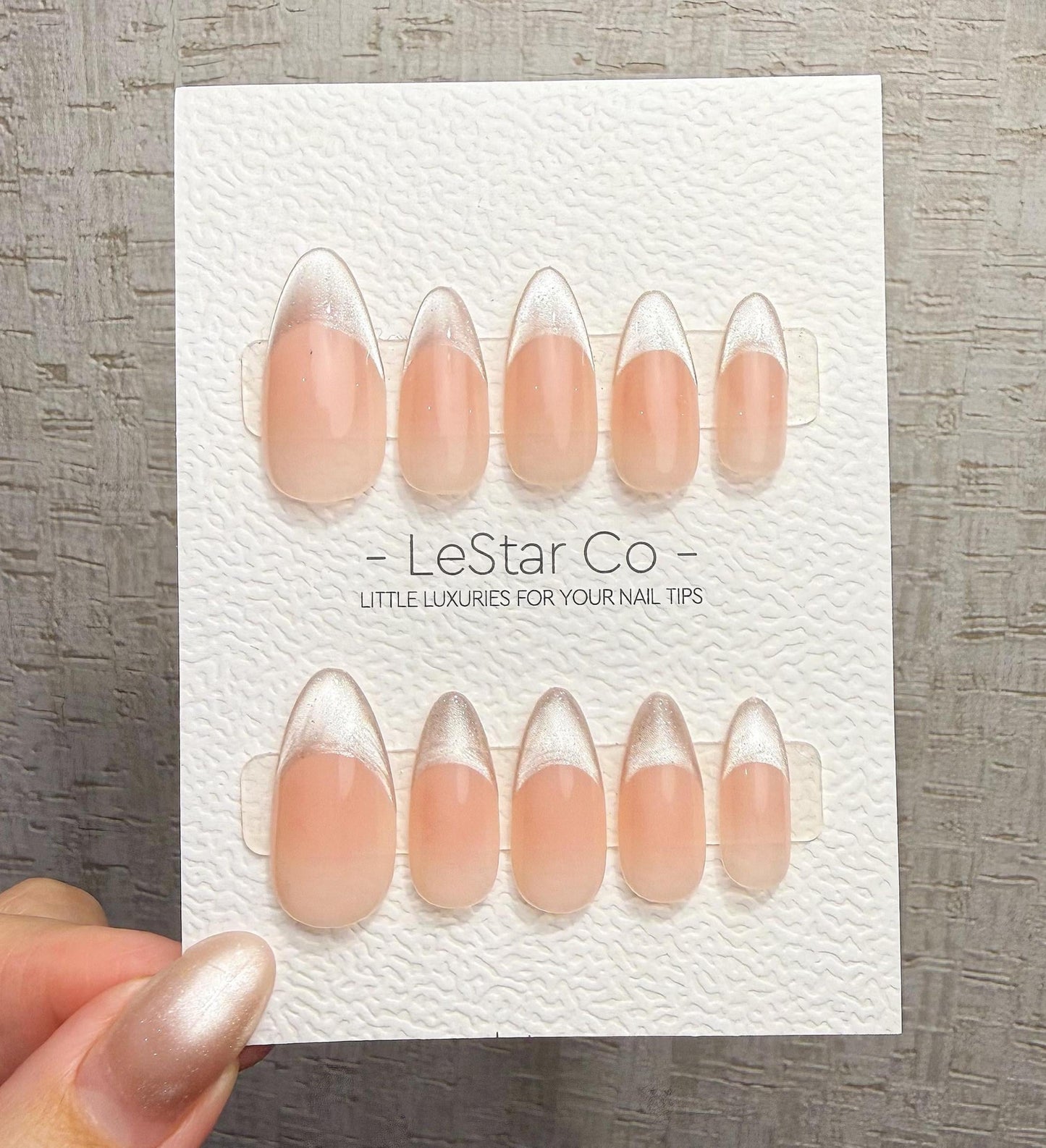 Timed Offer 4 For 3) Handmade Press On Silver Veil Cat Eye Gel Nails