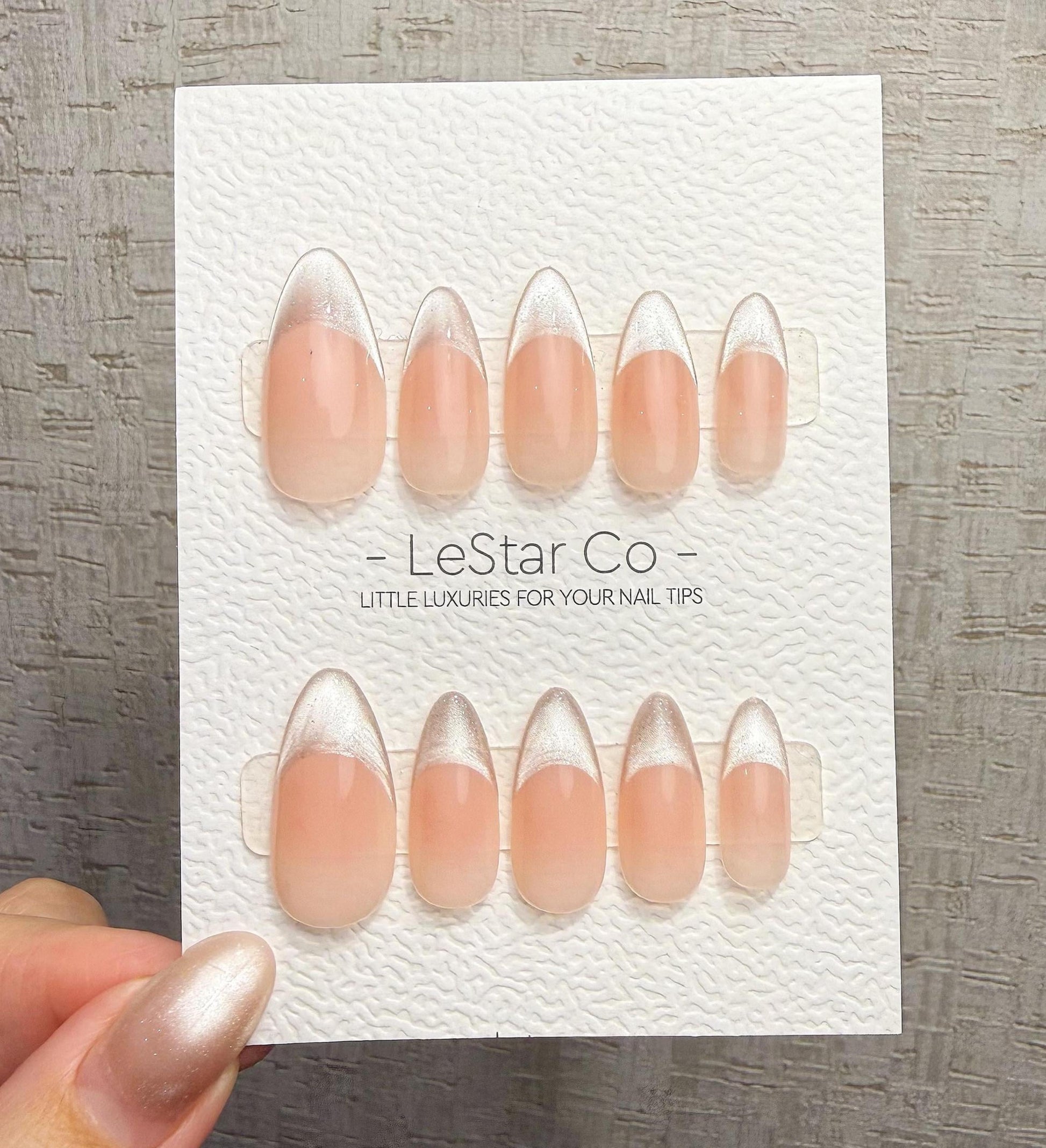Timed Offer 4 For 3) Handmade Press On Silver Veil Cat Eye Gel Nails