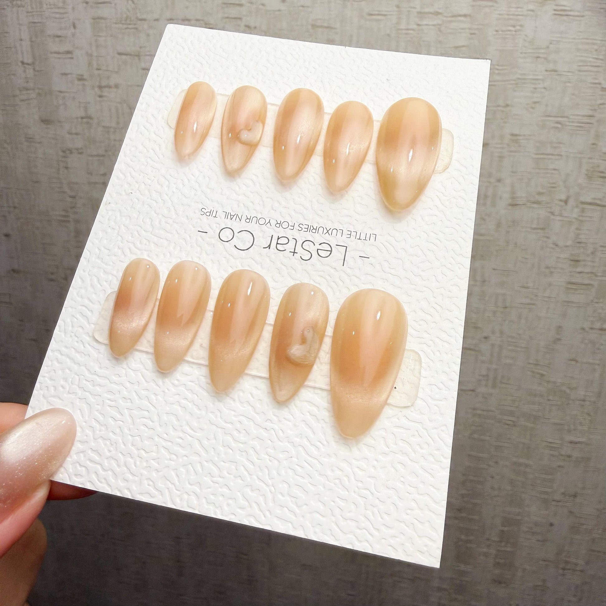 Timed Offer 4 For 3) Handmade Press On Sand Pearl Cat Eye Gel Nails