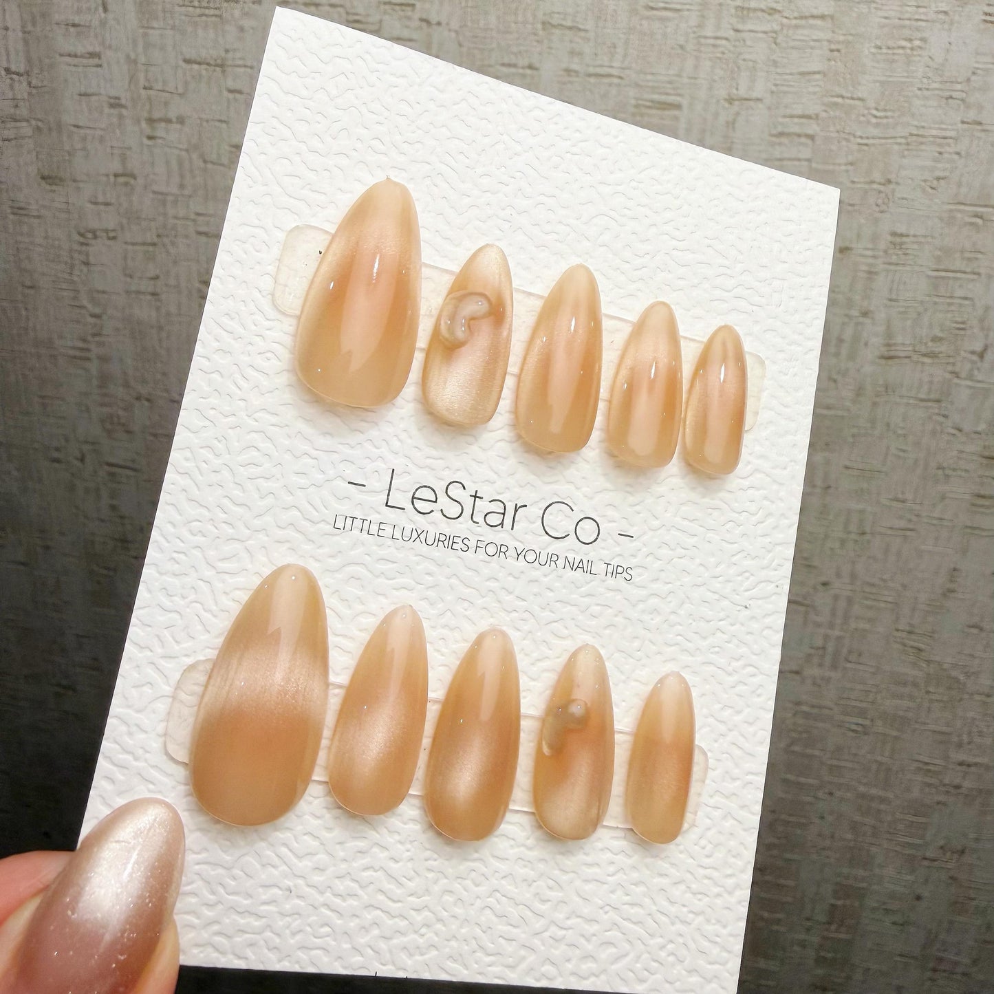 Timed Offer 4 For 3) Handmade Press On Sand Pearl Cat Eye Gel Nails