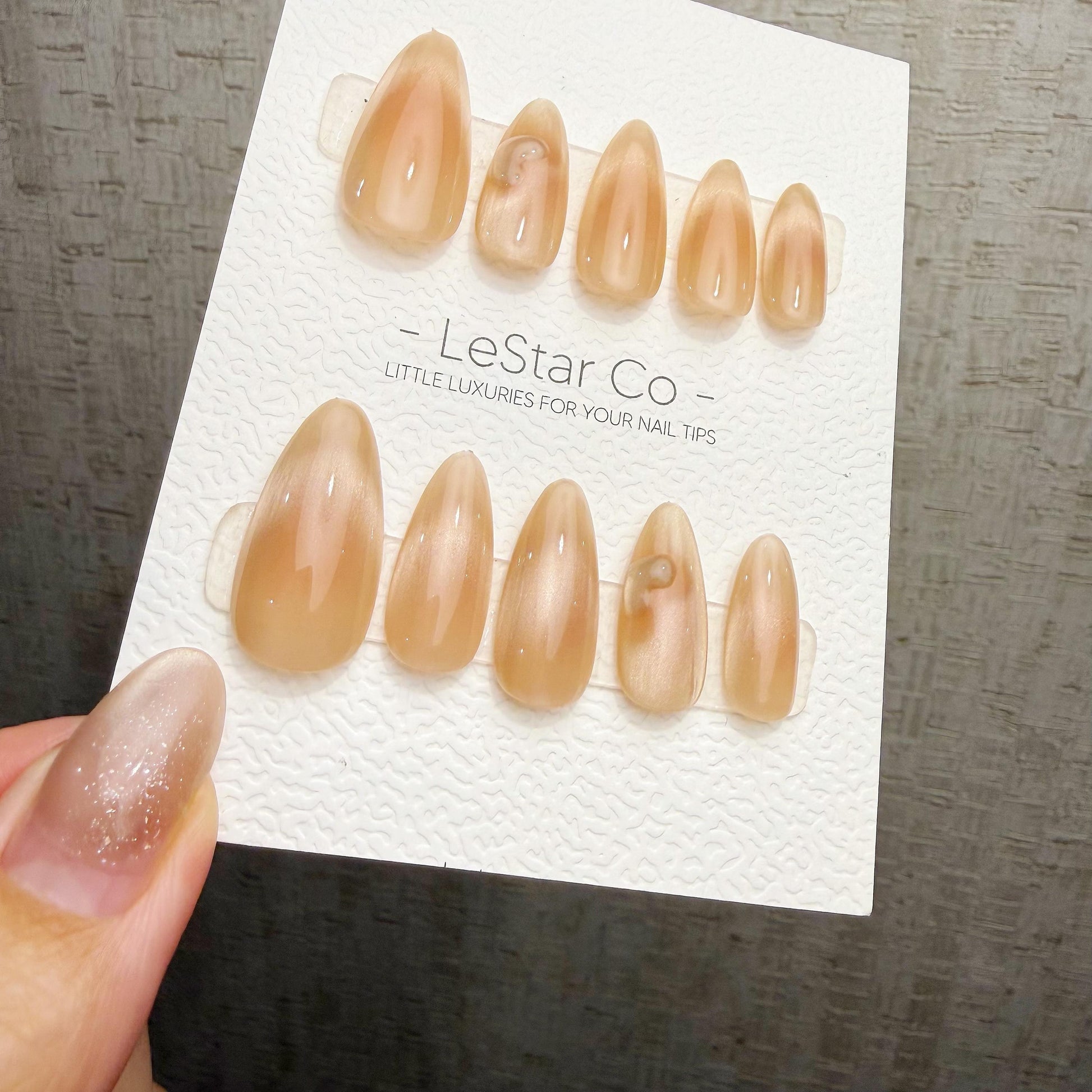 Timed Offer 4 For 3) Handmade Press On Sand Pearl Cat Eye Gel Nails