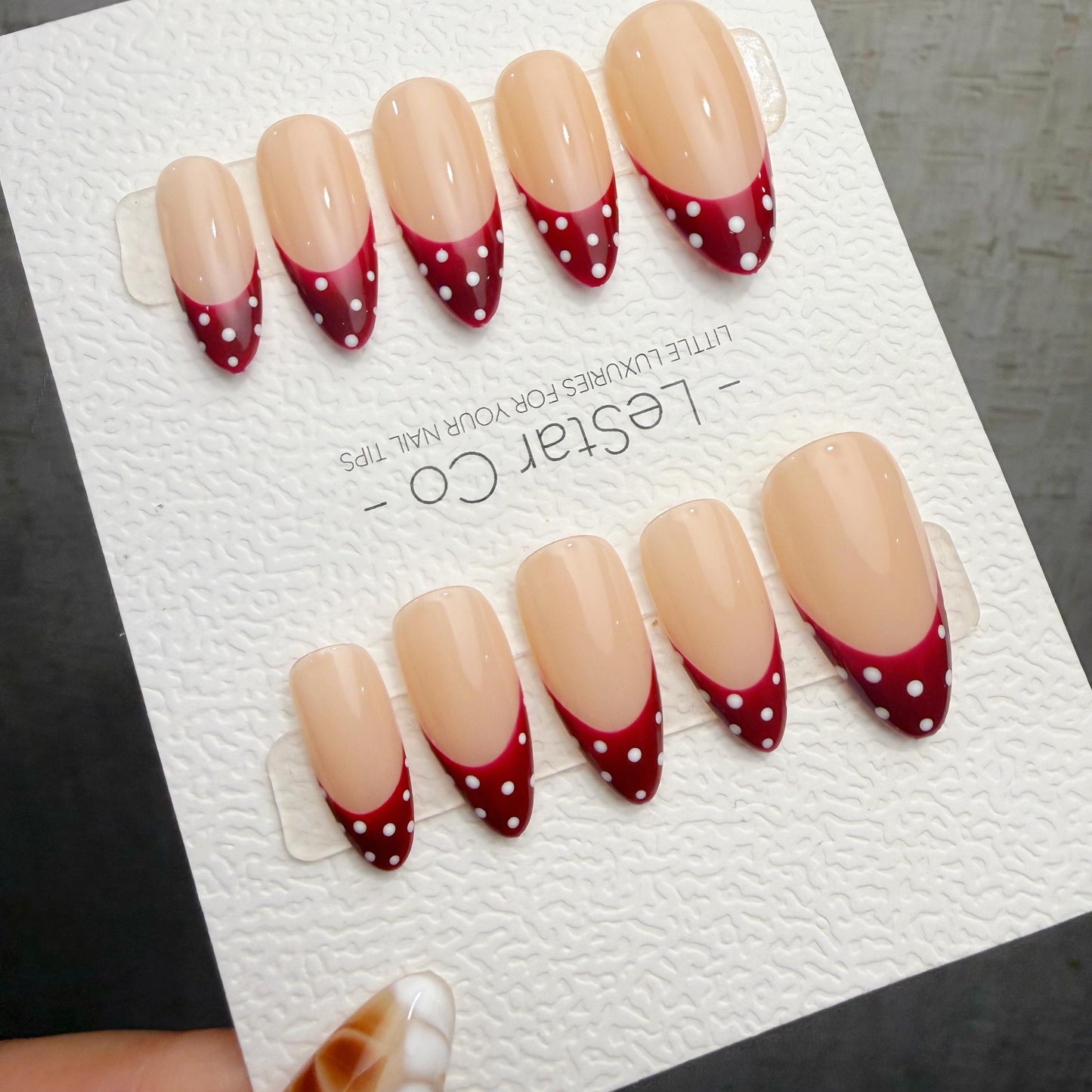 Timed Offer 4 For 3) Handmade Press On Retro Dot Gel Acrylic Nails
