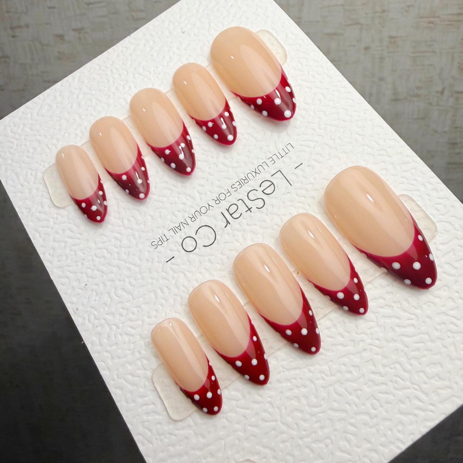 Timed Offer 4 For 3) Handmade Press On Retro Dot Gel Acrylic Nails