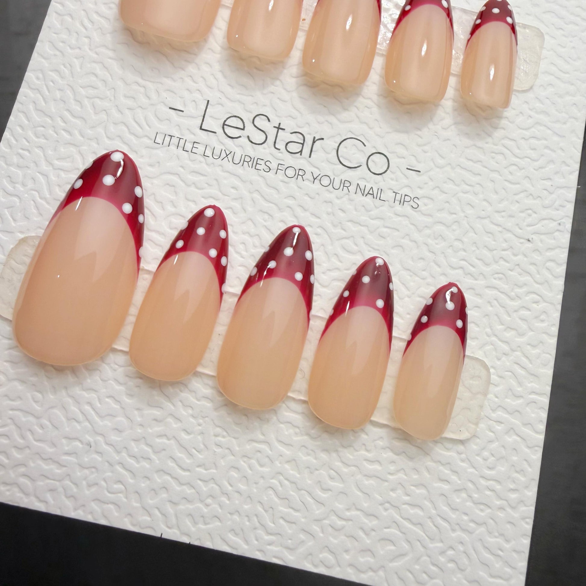Timed Offer 4 For 3) Handmade Press On Retro Dot Gel Acrylic Nails