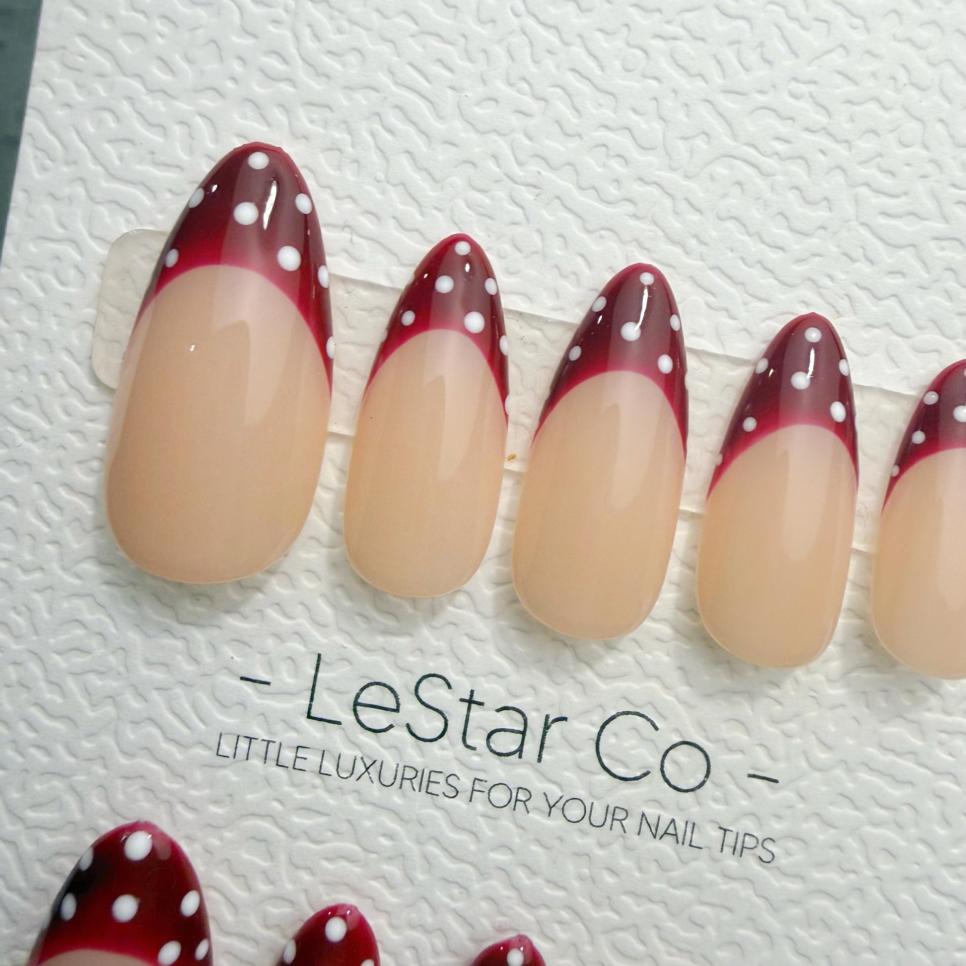 Timed Offer 4 For 3) Handmade Press On Retro Dot Gel Acrylic Nails