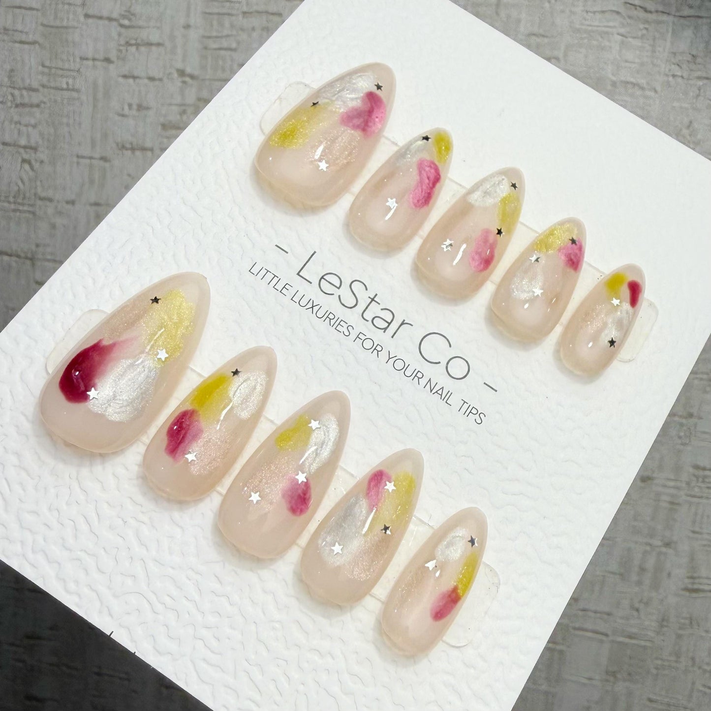 Timed Offer 4 For 3) Handmade Press On Dream Nebula Gel Acrylic Nails