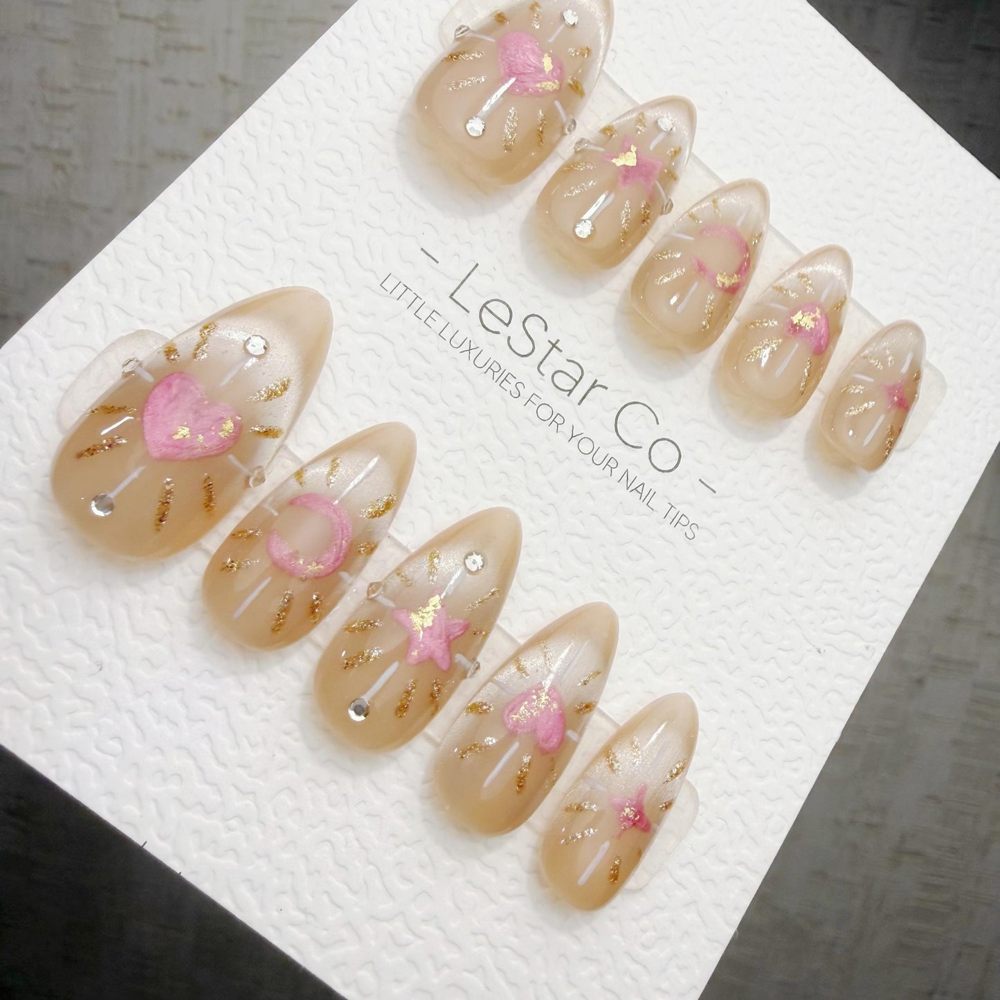 Timed Offer 4 For 3) Handmade Press On Moonlight Wishes Gel Acrylic Nails