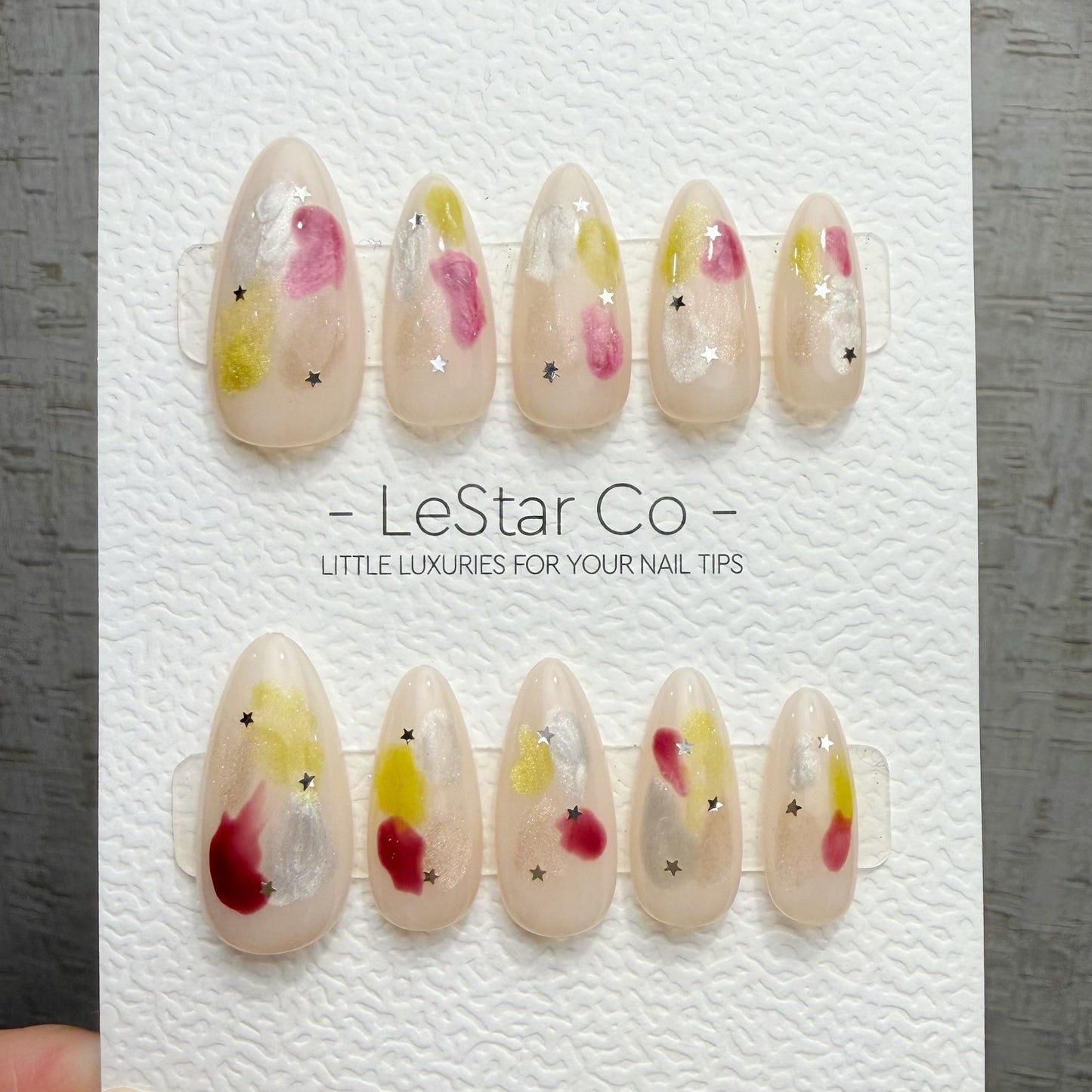 Timed Offer 4 For 3) Handmade Press On Dream Nebula Gel Acrylic Nails