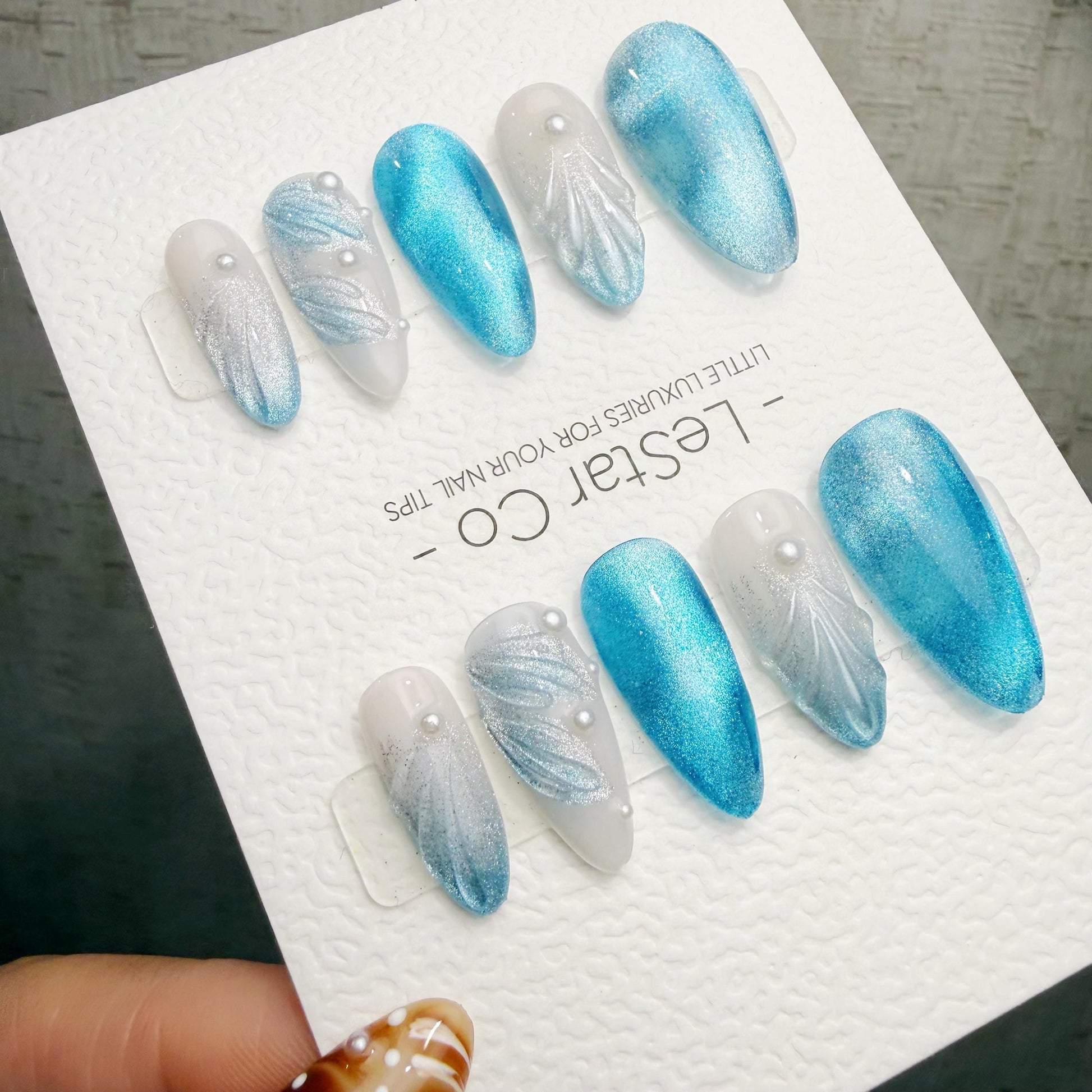 Timed Offer 4 For 3) Handmade Press On Crystal Wings Gel Acrylic Nails