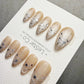 Handmade Starlit Champagne Cat Eye Press On Nails – Gel Acrylic Manicure