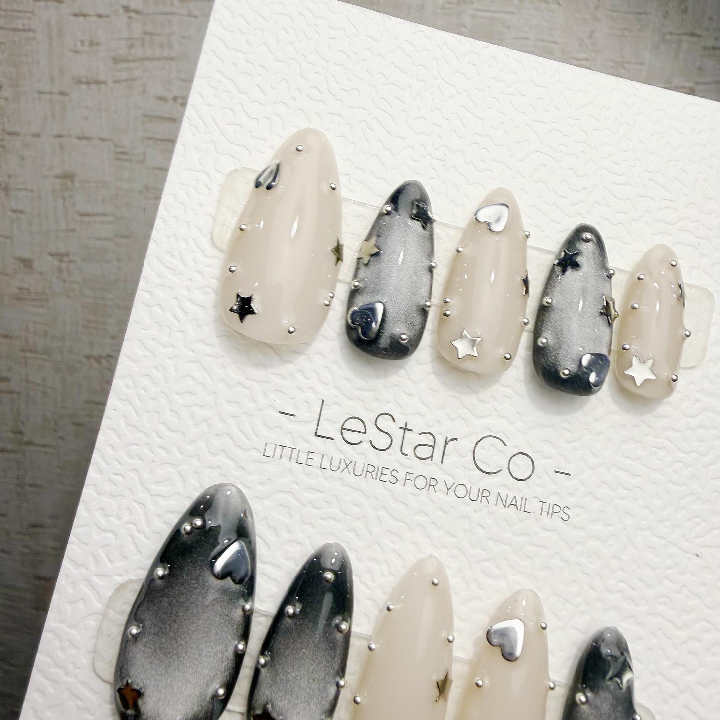 Handmade Moonlight Orbit Cat Eye Gel Press On Nails
