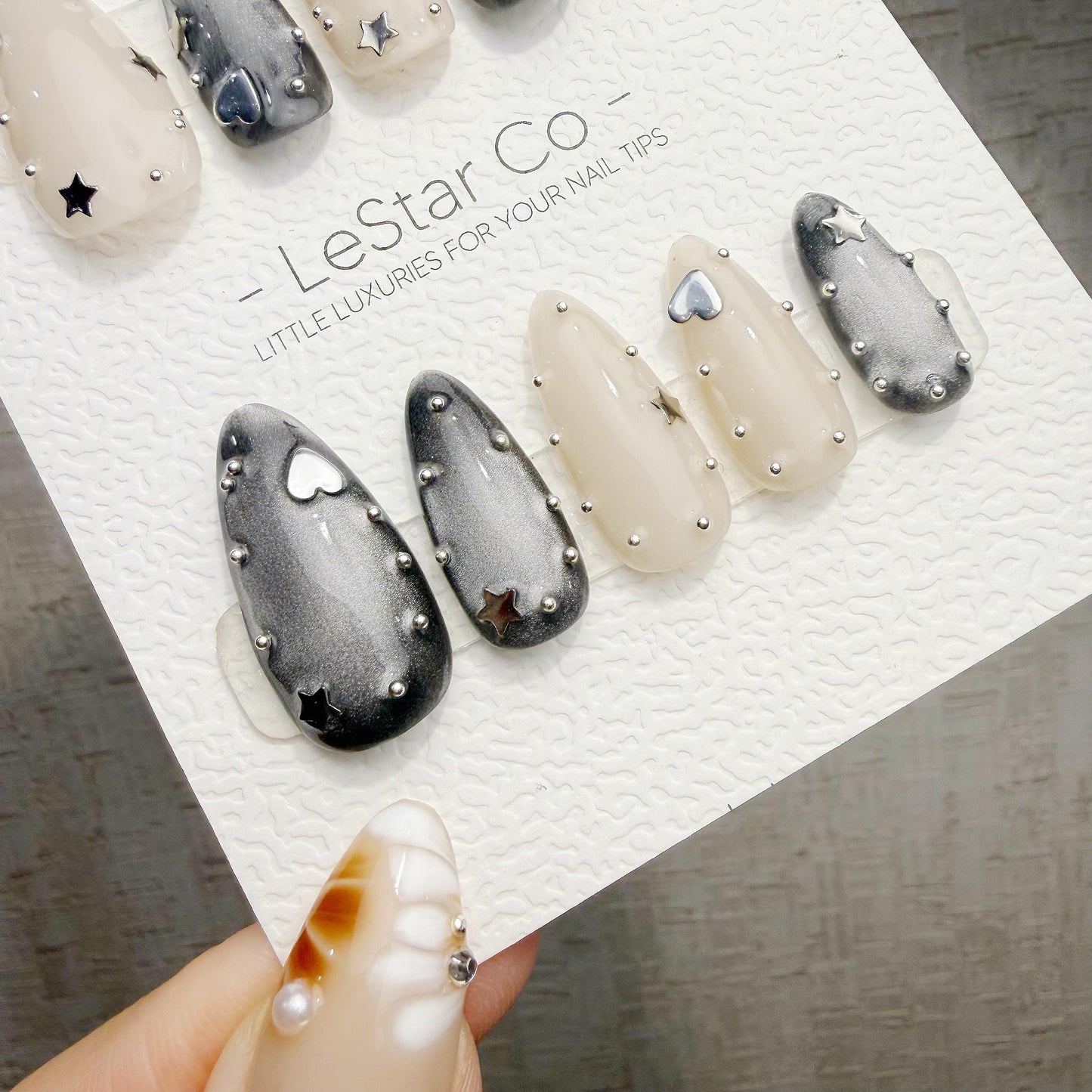 Handmade Moonlight Orbit Cat Eye Gel Press On Nails
