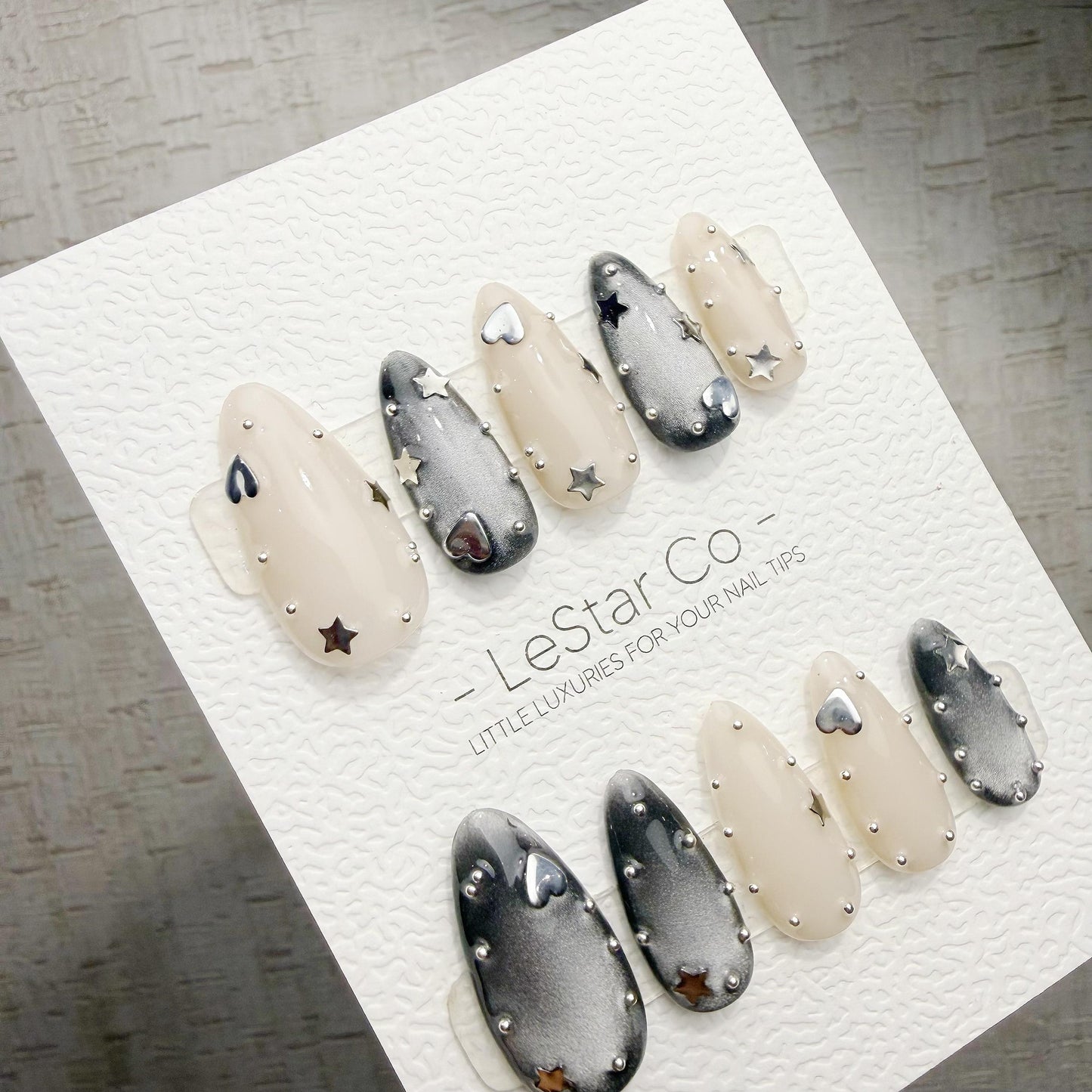 Handmade Moonlight Orbit Cat Eye Gel Press On Nails