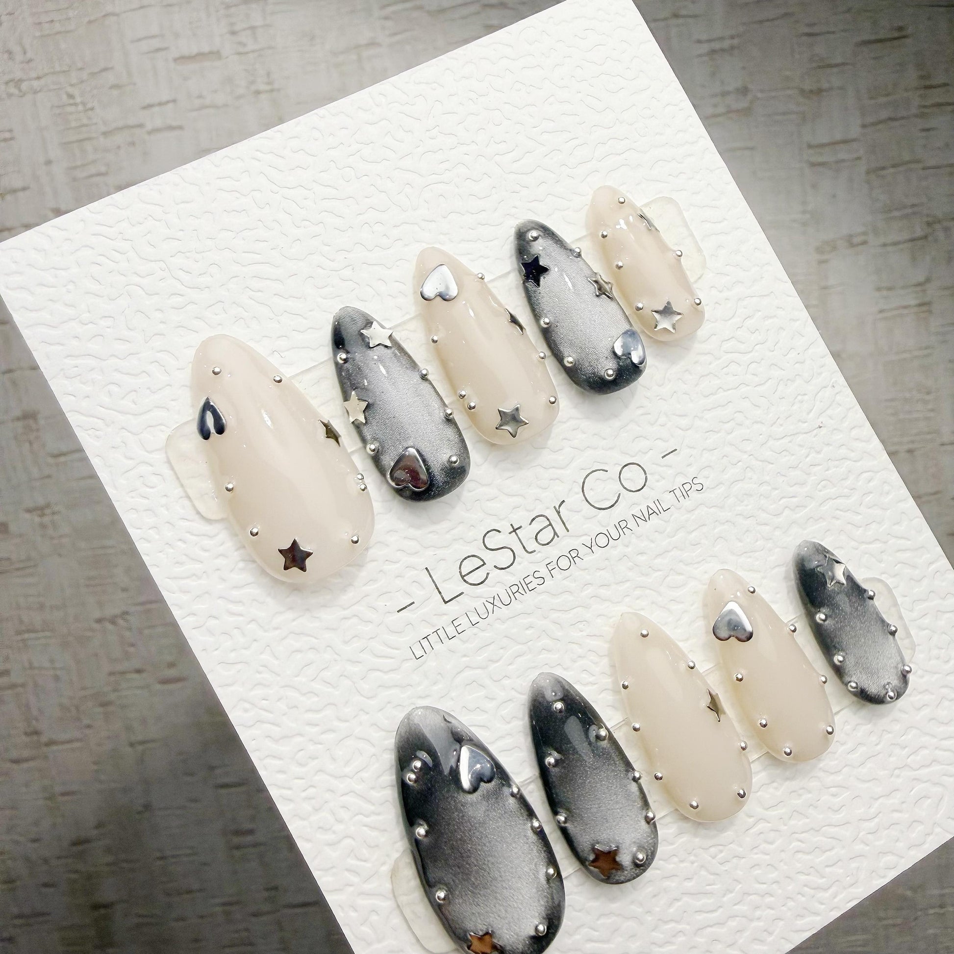 Handmade Moonlight Orbit Cat Eye Gel Press On Nails