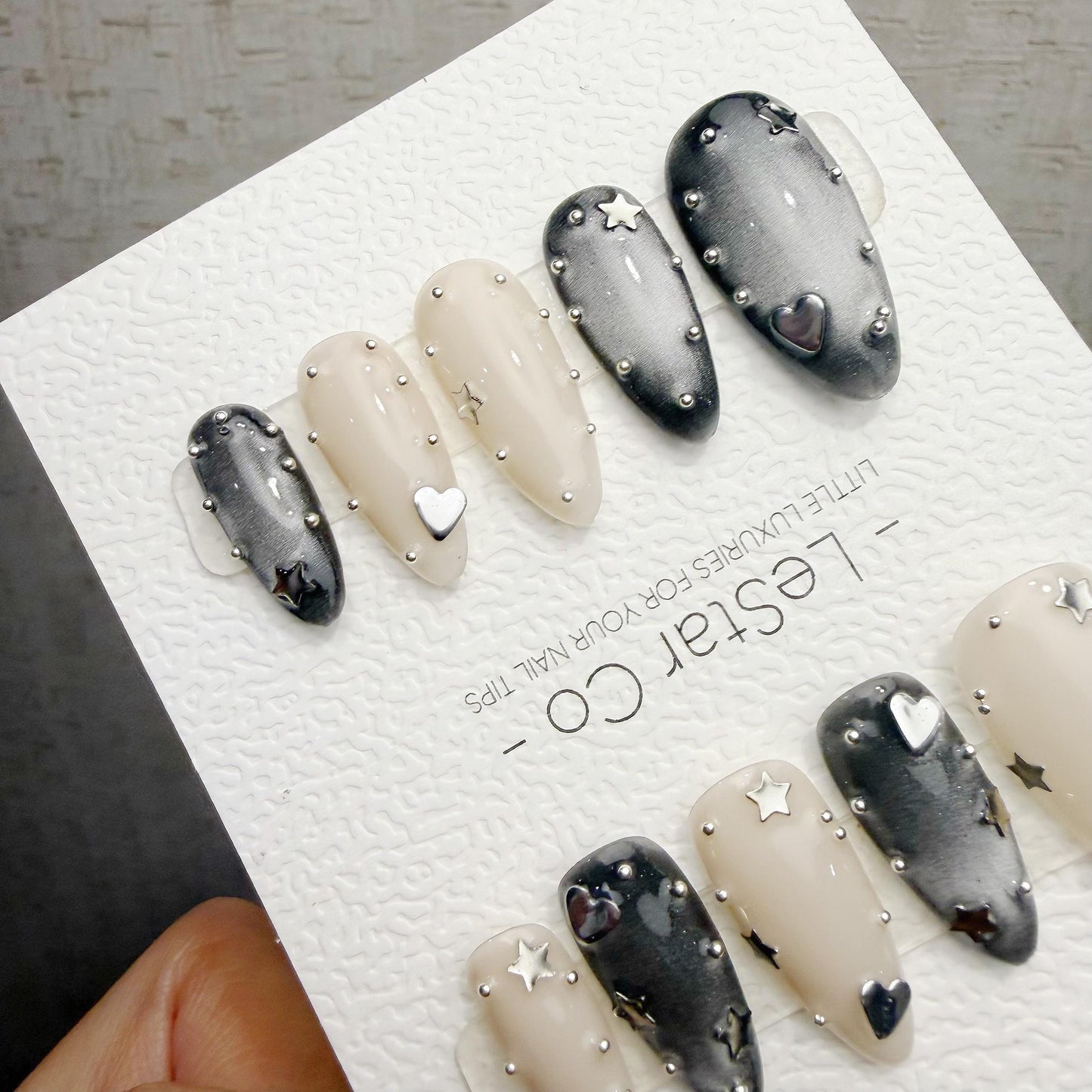 Handmade Moonlight Orbit Cat Eye Gel Press On Nails