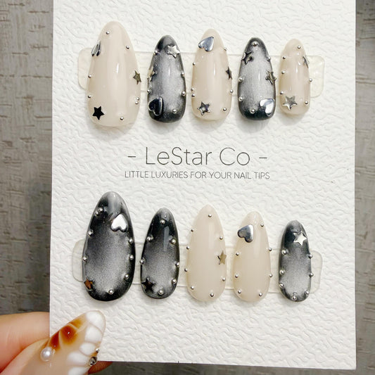 Handmade Moonlight Orbit Cat Eye Gel Press On Nails