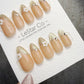 Timed Offer 4 For 3) Handmade Press On Champagne Blossom Gel Acrylic Nails