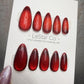 Handmade Ruby Eclipse Cat Eye Gel Press On Nails – Reusable, Customizable Manicure