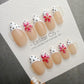 Timed Offer 4 For 3) Handmade Press On Dotted Bloom Gel Acrylic Nails