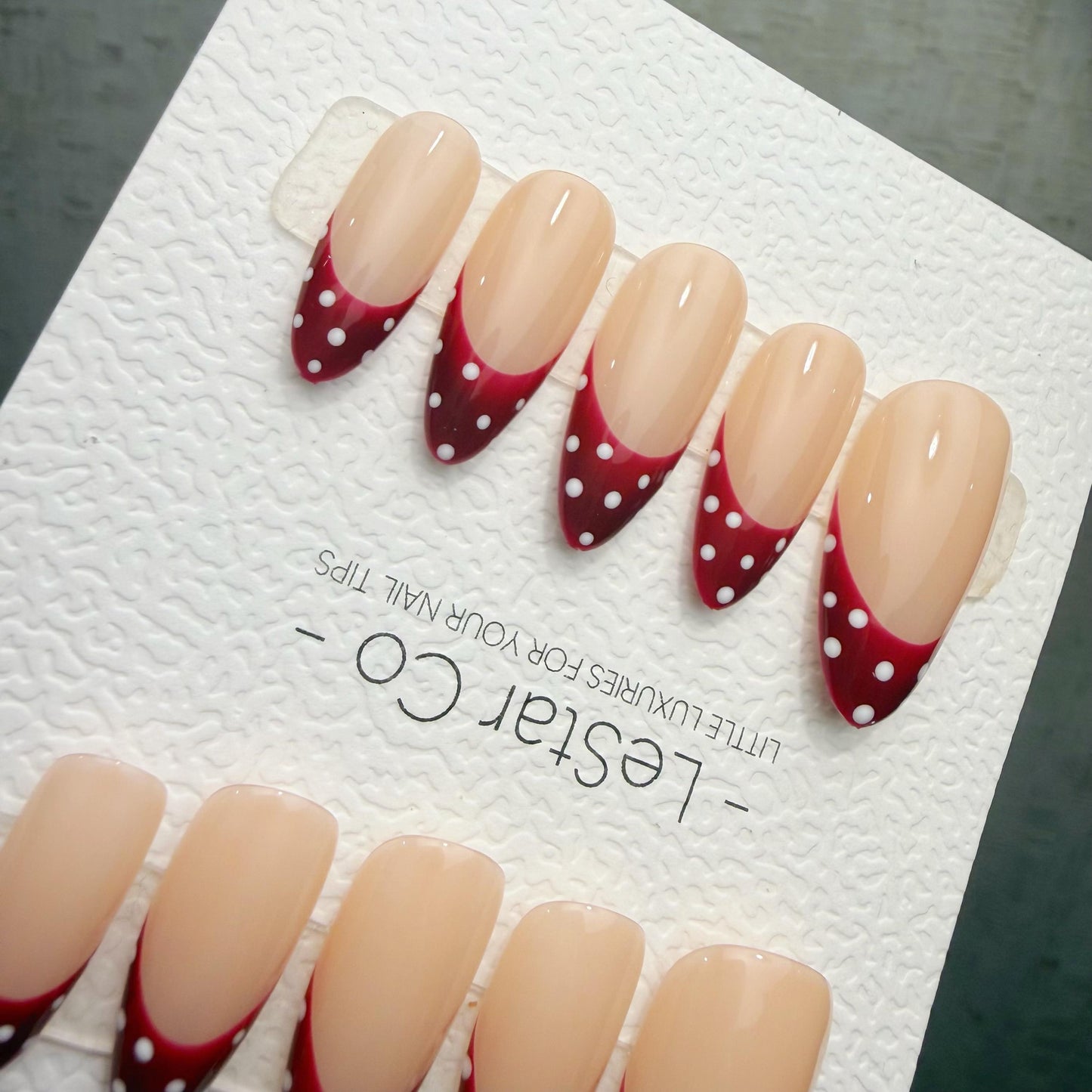 Timed Offer 4 For 3) Handmade Press On Retro Dot Gel Acrylic Nails