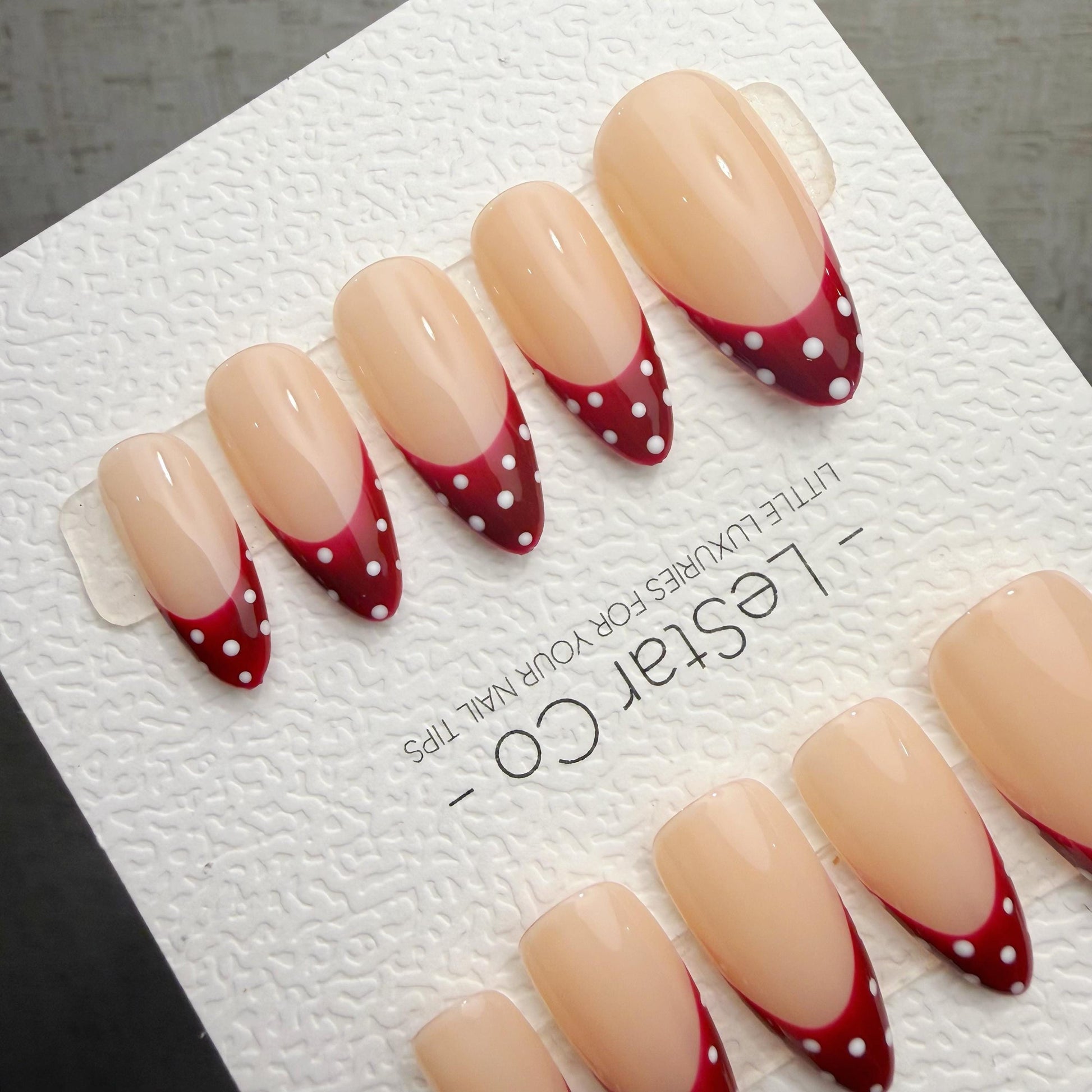 Timed Offer 4 For 3) Handmade Press On Retro Dot Gel Acrylic Nails