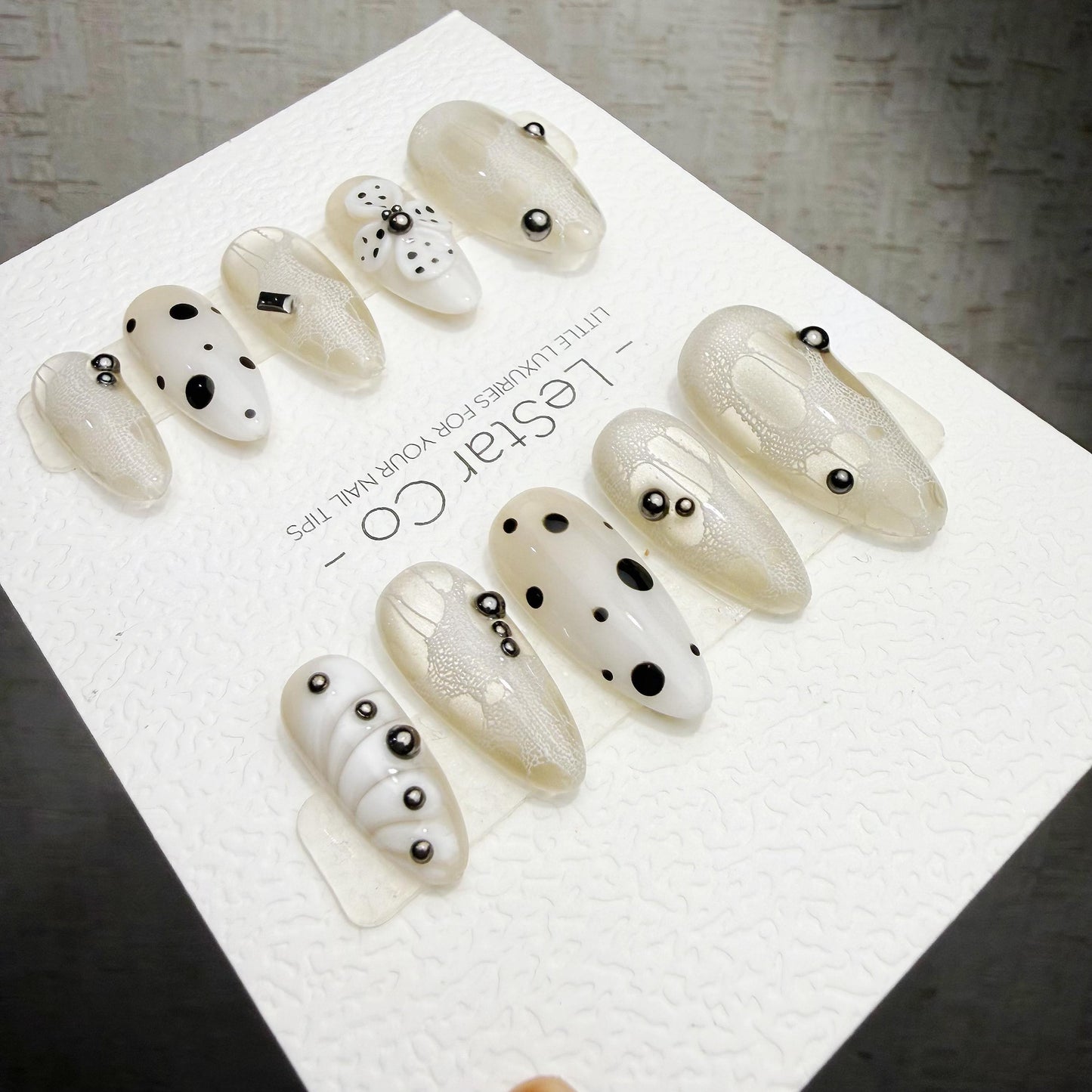 Timed Offer 4 For 3) Handmade Press On Paris Noir Gel Acrylic Nails