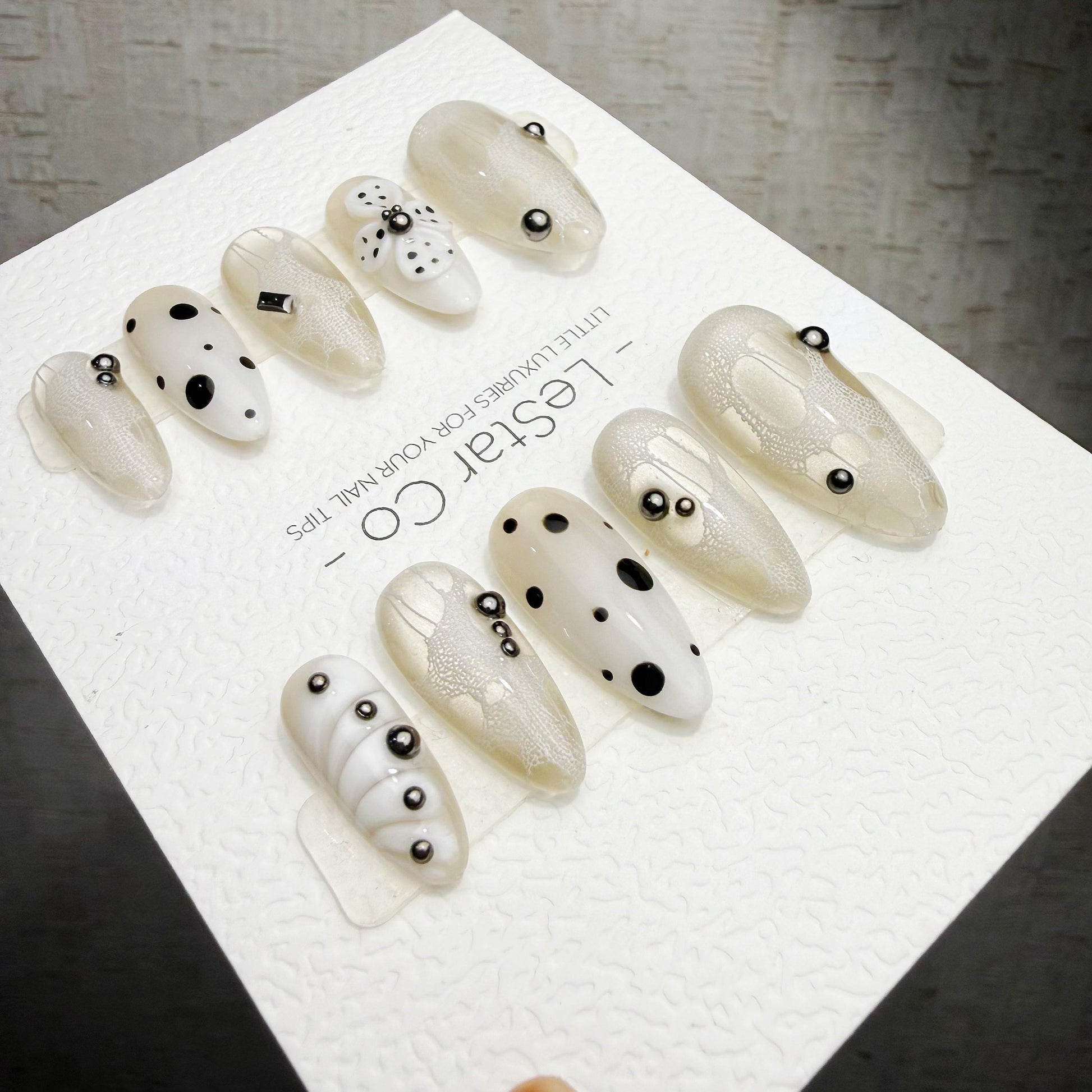 Timed Offer 4 For 3) Handmade Press On Paris Noir Gel Acrylic Nails