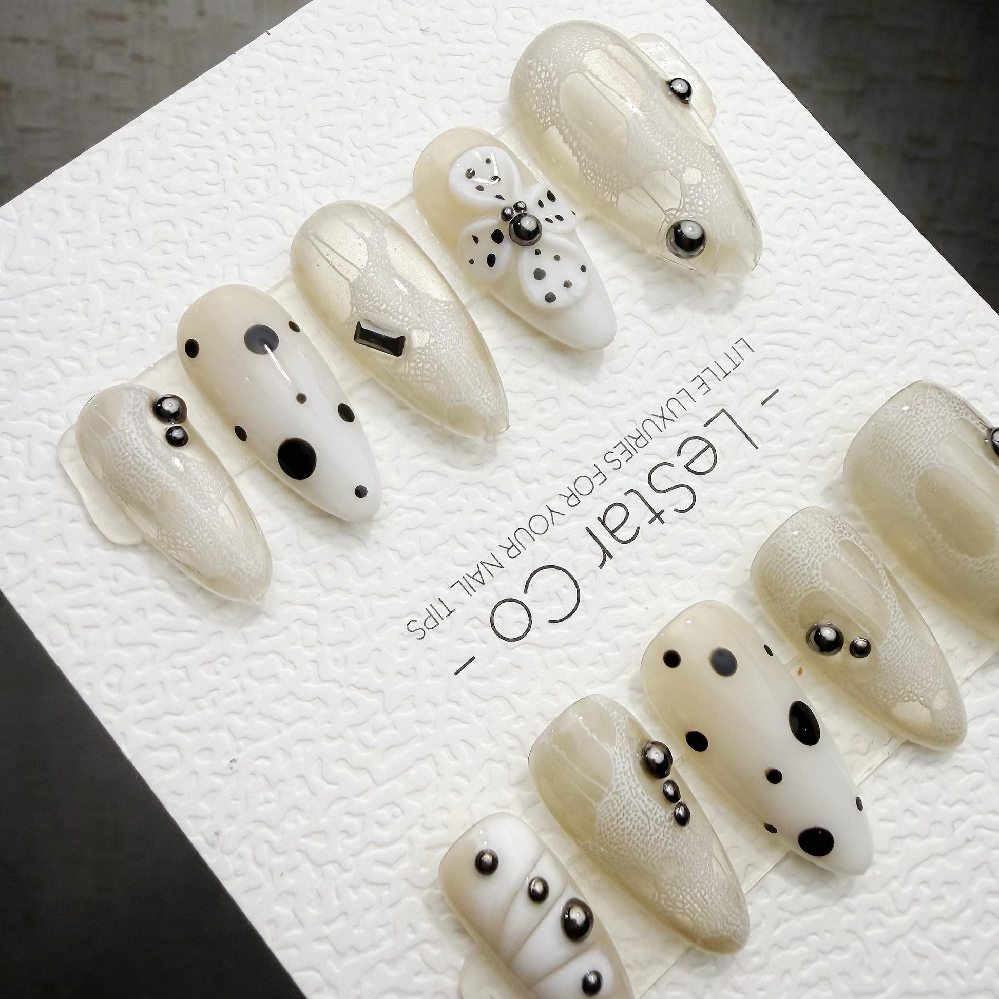 Timed Offer 4 For 3) Handmade Press On Paris Noir Gel Acrylic Nails