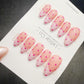 Timed Offer 4 For 3) Handmade Press On Bubblegum Dots Gel Acrylic Nails