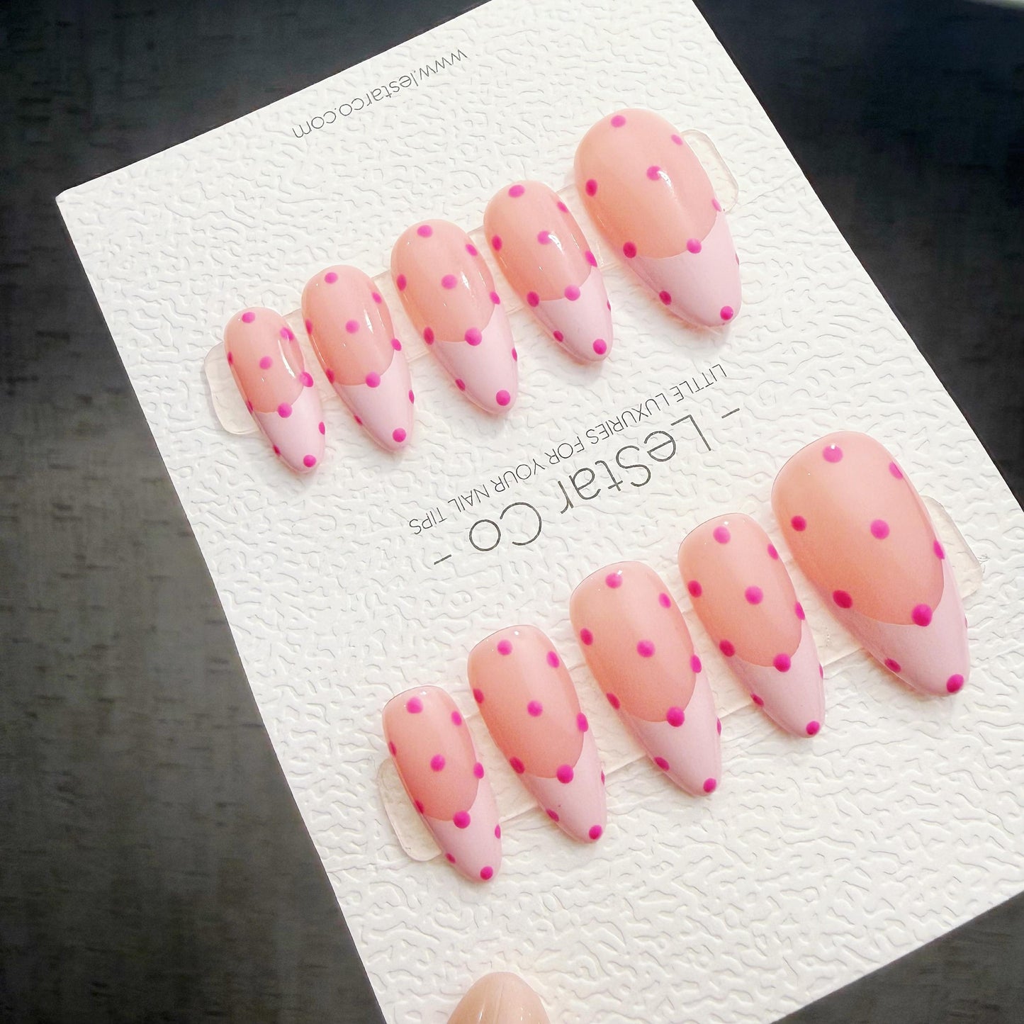 Timed Offer 4 For 3) Handmade Press On Bubblegum Dots Gel Acrylic Nails