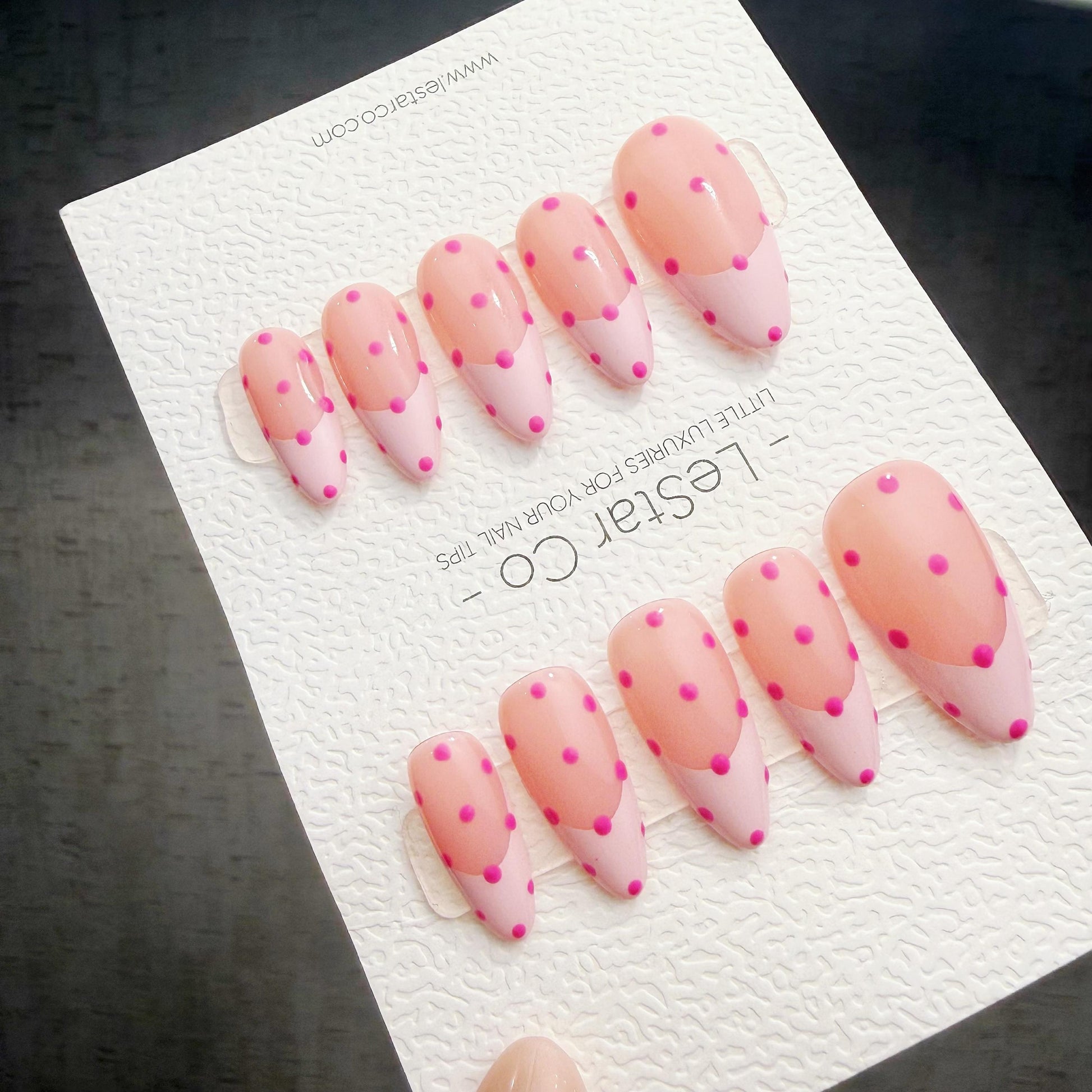 Timed Offer 4 For 3) Handmade Press On Bubblegum Dots Gel Acrylic Nails