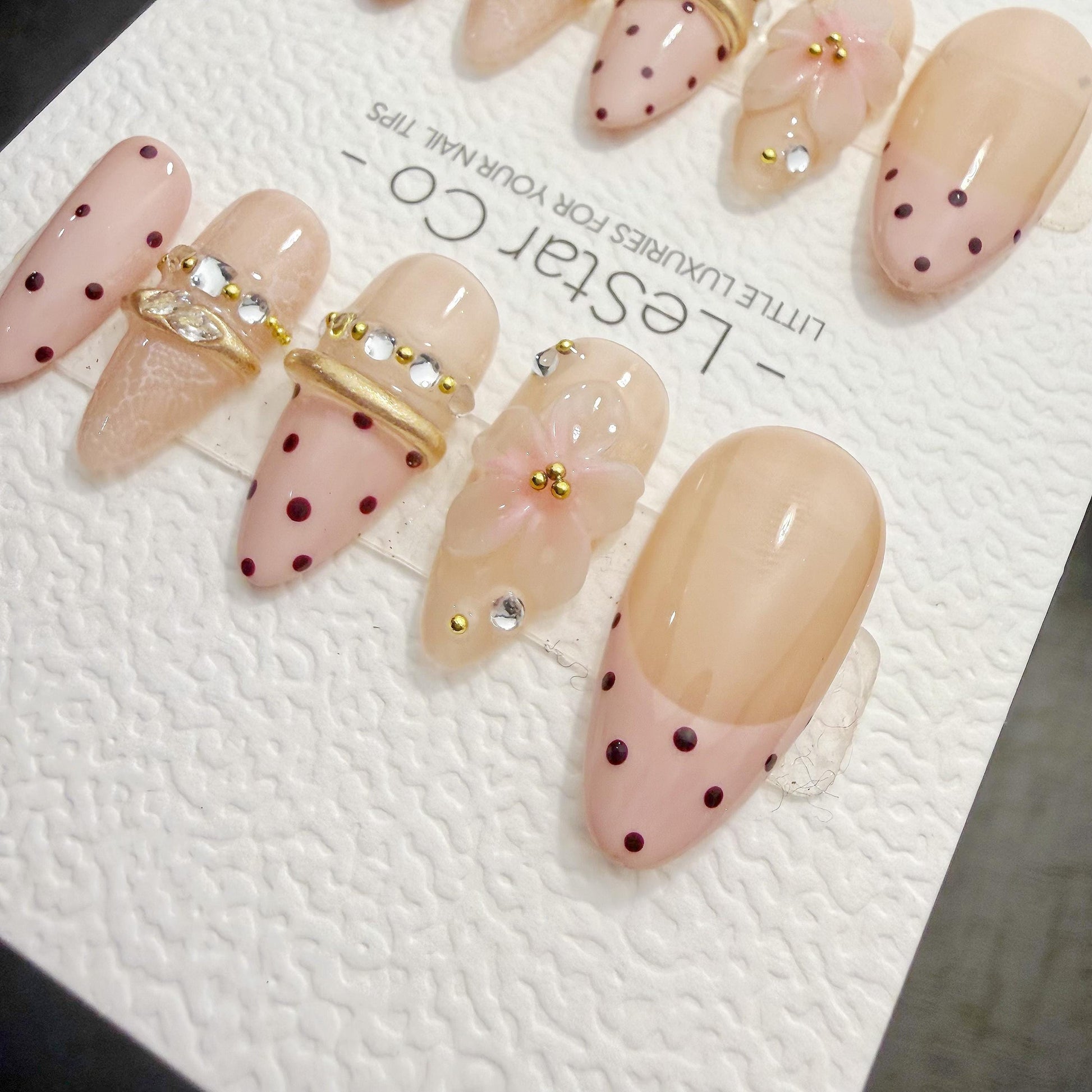 Timed Offer 4 For 3) Handmade Press On Blush Jewel Gel Acrylic Nails