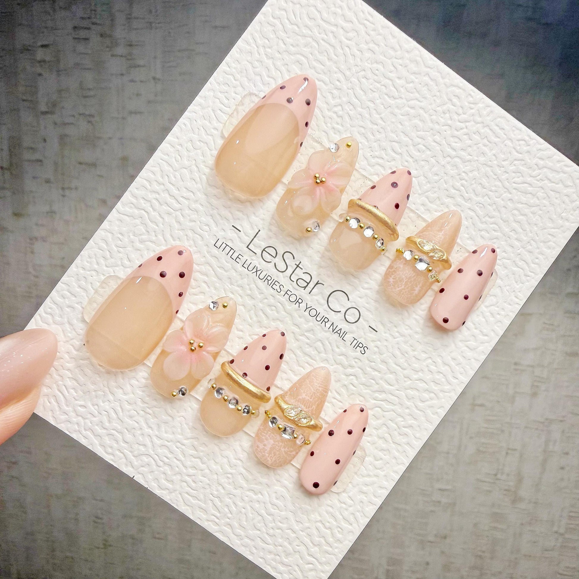 Timed Offer 4 For 3) Handmade Press On Blush Jewel Gel Acrylic Nails