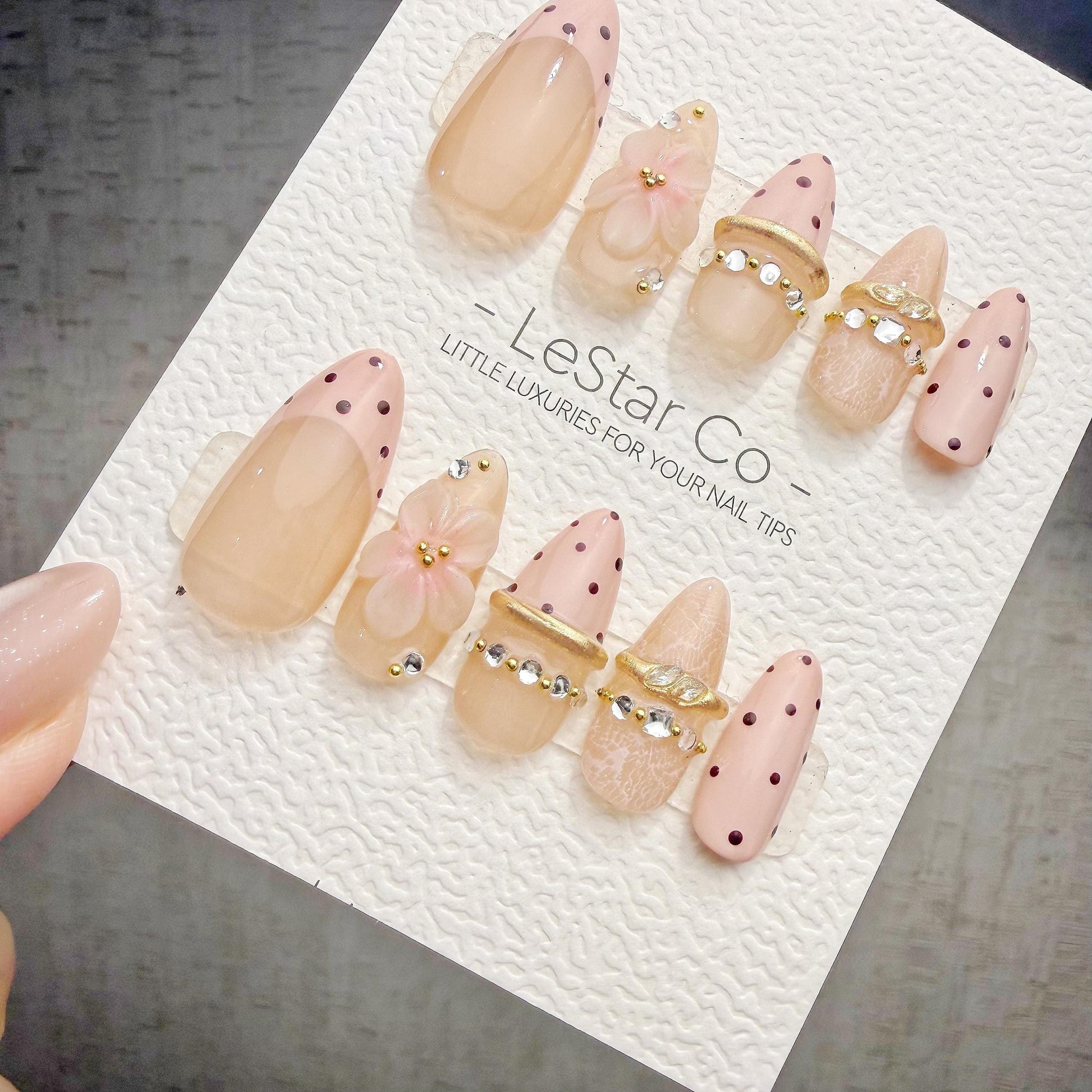 Timed Offer 4 For 3) Handmade Press On Blush Jewel Gel Acrylic Nails