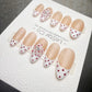 Timed Offer 4 For 3) Handmade Press On Dotted Blossom Gel Acrylic Nails