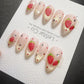Timed Offer 4 For 3) Handmade Press On Strawberry Twinkle Gel Acrylic Nails