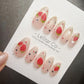 Timed Offer 4 For 3) Handmade Press On Strawberry Twinkle Gel Acrylic Nails