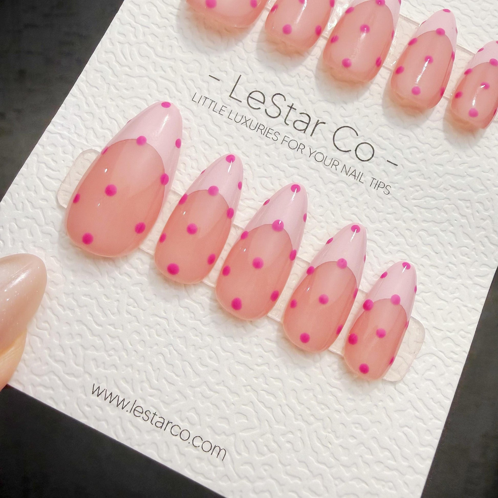Timed Offer 4 For 3) Handmade Press On Bubblegum Dots Gel Acrylic Nails