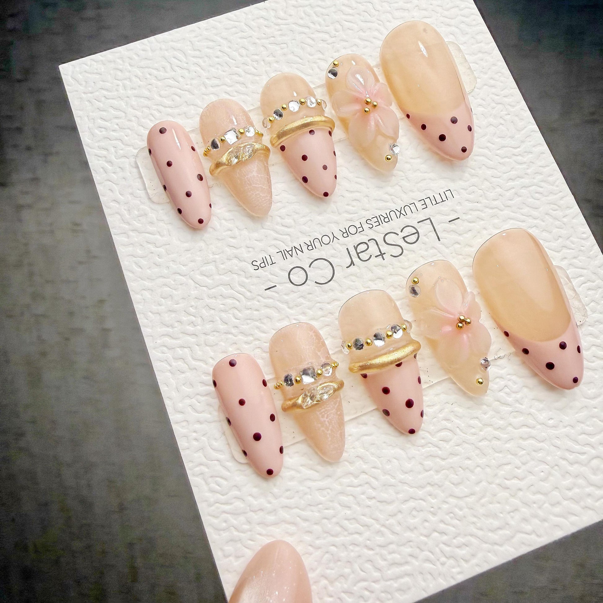 Timed Offer 4 For 3) Handmade Press On Blush Jewel Gel Acrylic Nails