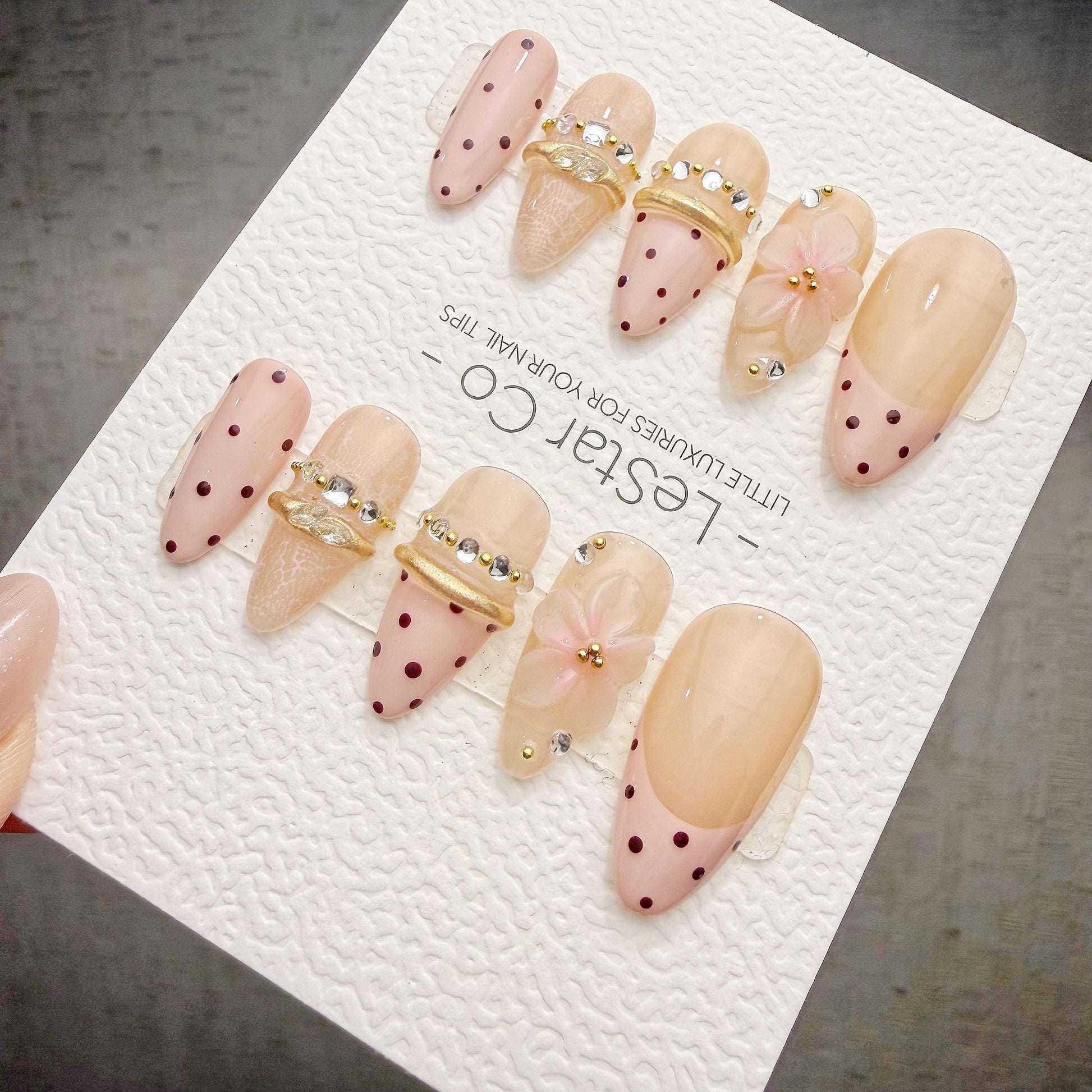 Timed Offer 4 For 3) Handmade Press On Blush Jewel Gel Acrylic Nails