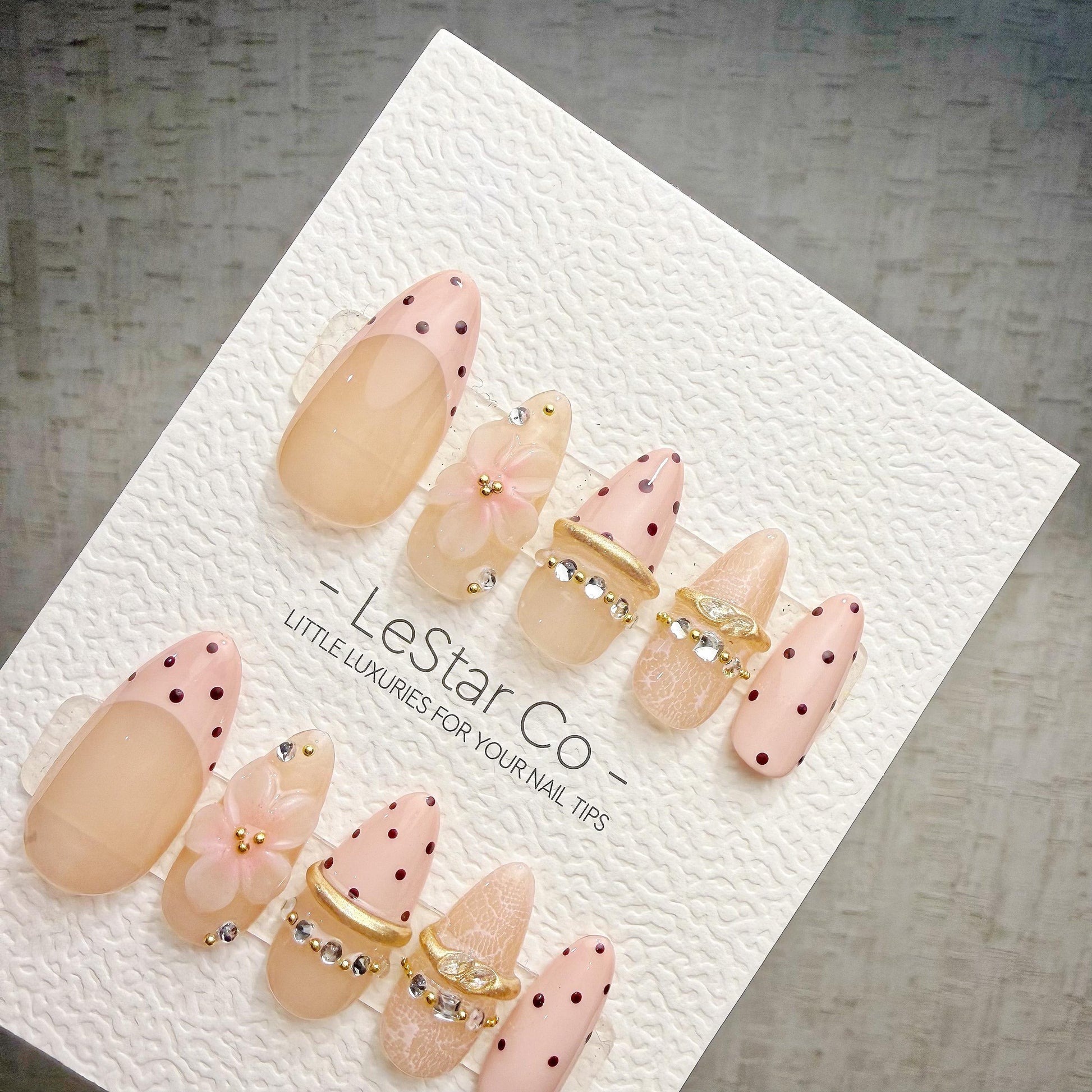 Timed Offer 4 For 3) Handmade Press On Blush Jewel Gel Acrylic Nails