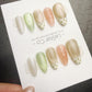 Timed Offer 4 For 3) Handmade Press On Pistachio Pearl Gel Acrylic Nails