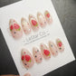 Timed Offer 4 For 3) Handmade Press On Strawberry Twinkle Gel Acrylic Nails