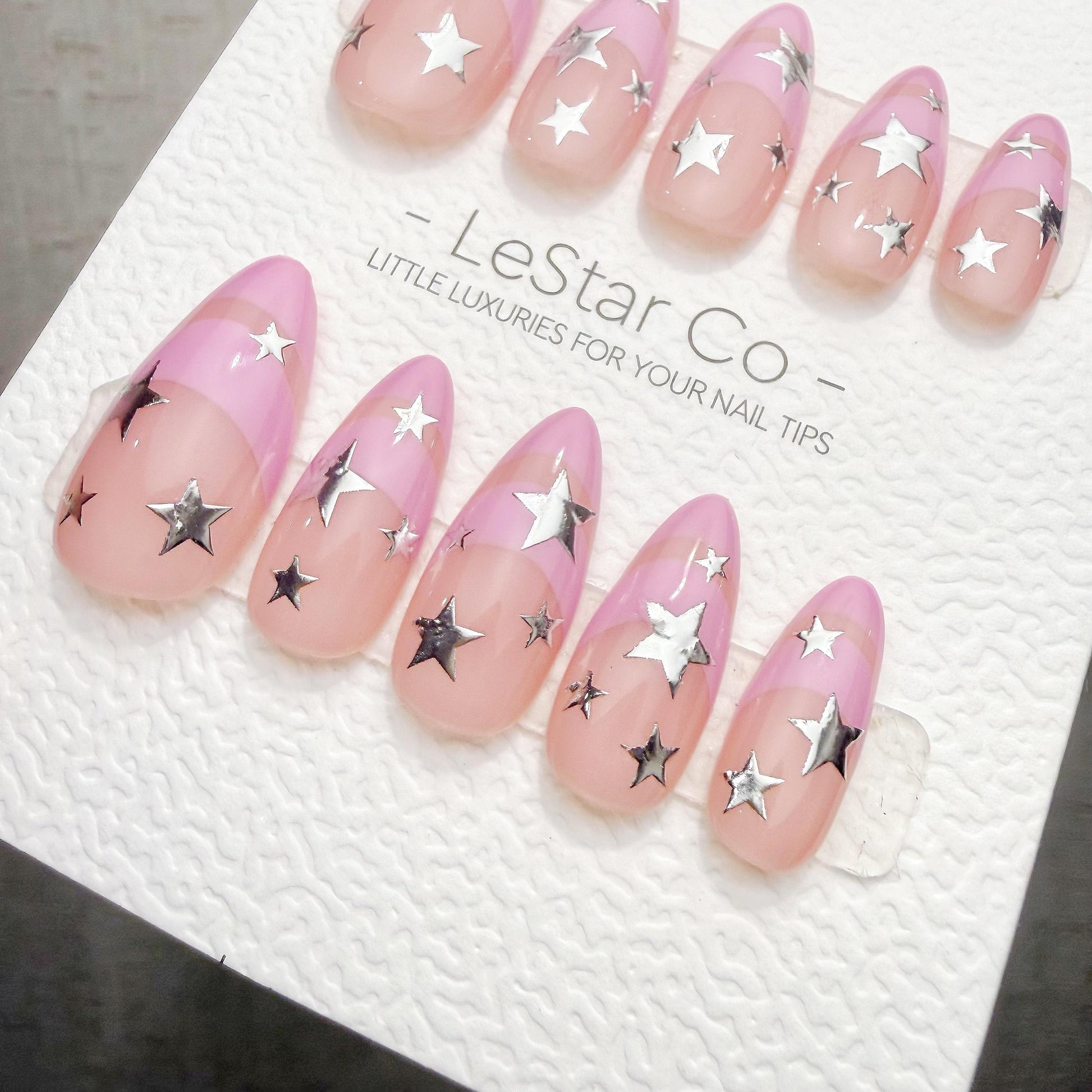 Timed Offer 4 For 3) Handmade Press On Pink Supernova Gel Nails