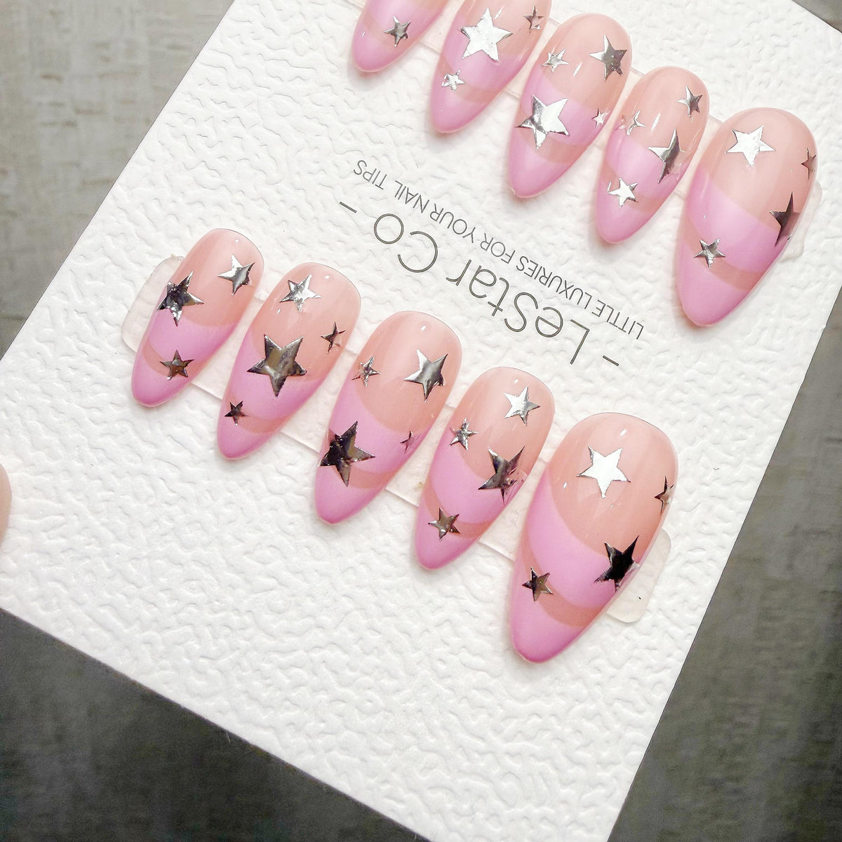 Timed Offer 4 For 3) Handmade Press On Pink Supernova Gel Nails