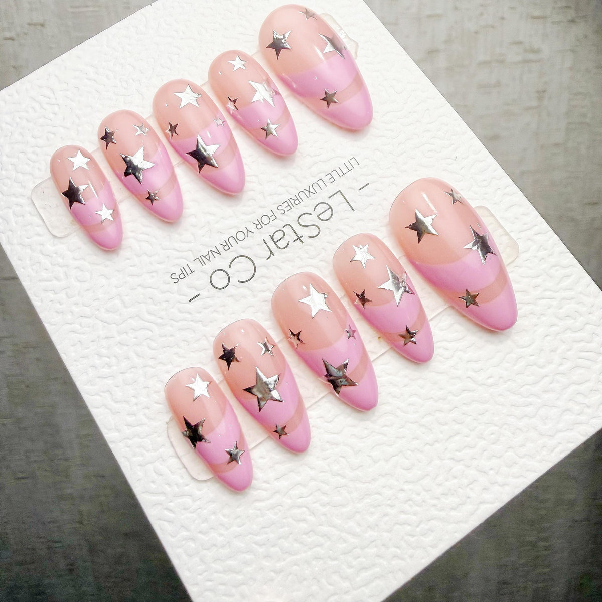 Timed Offer 4 For 3) Handmade Press On Pink Supernova Gel Nails