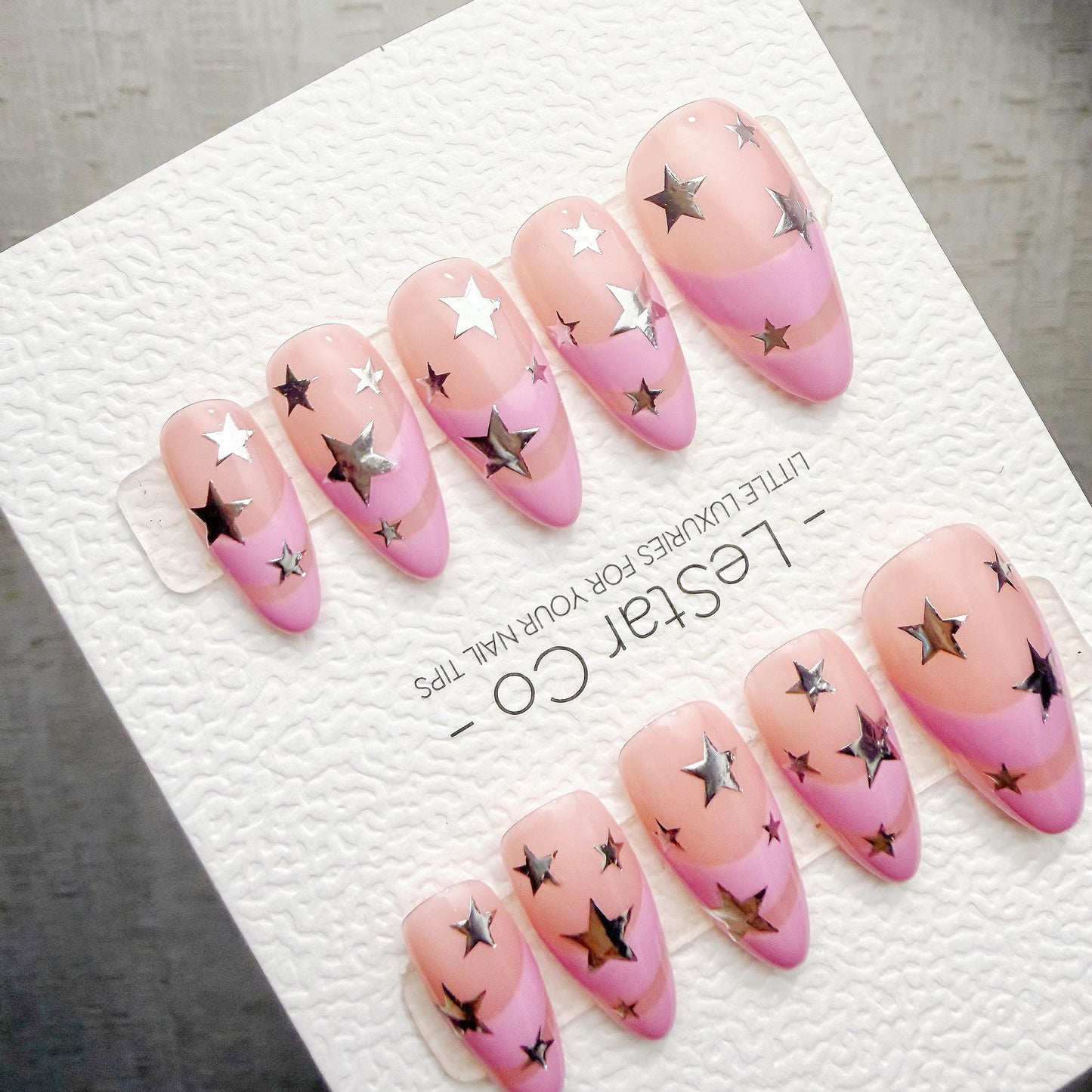 Timed Offer 4 For 3) Handmade Press On Pink Supernova Gel Nails