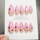 Timed Offer 4 For 3) Handmade Press On Pink Supernova Gel Nails