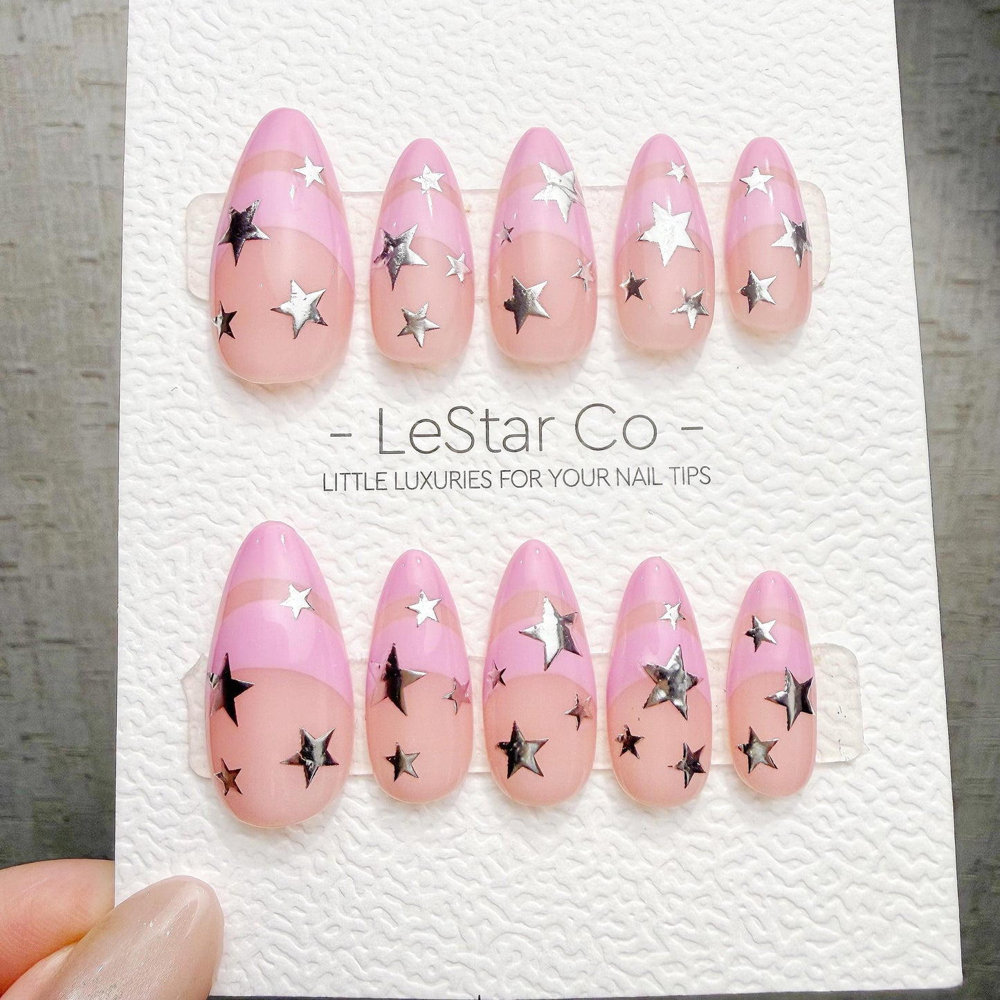 Timed Offer 4 For 3) Handmade Press On Pink Supernova Gel Nails