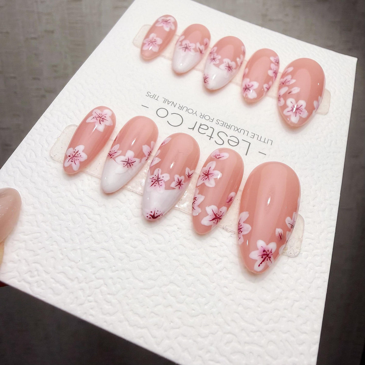 Timed Offer 4 For 3) Handmade Press On Sakura Season Gel Nails